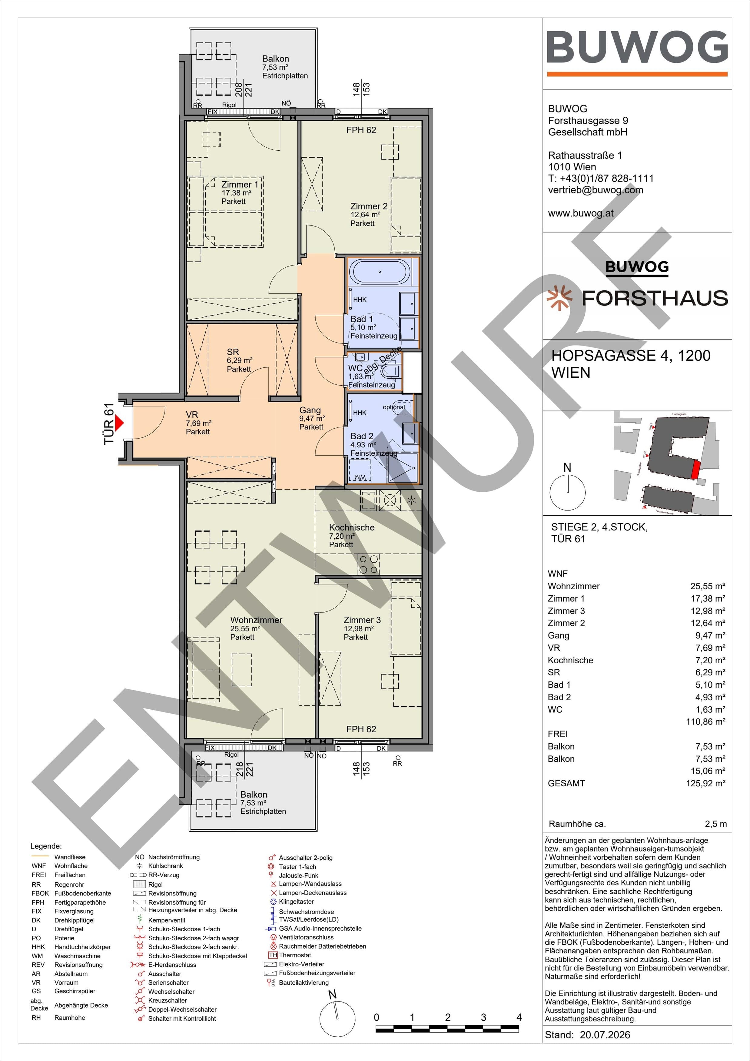 Floorplan Top HO 2.61 — FORSTHAUS — 4 Rooms — 110.9 m² — 4. OG — Süd