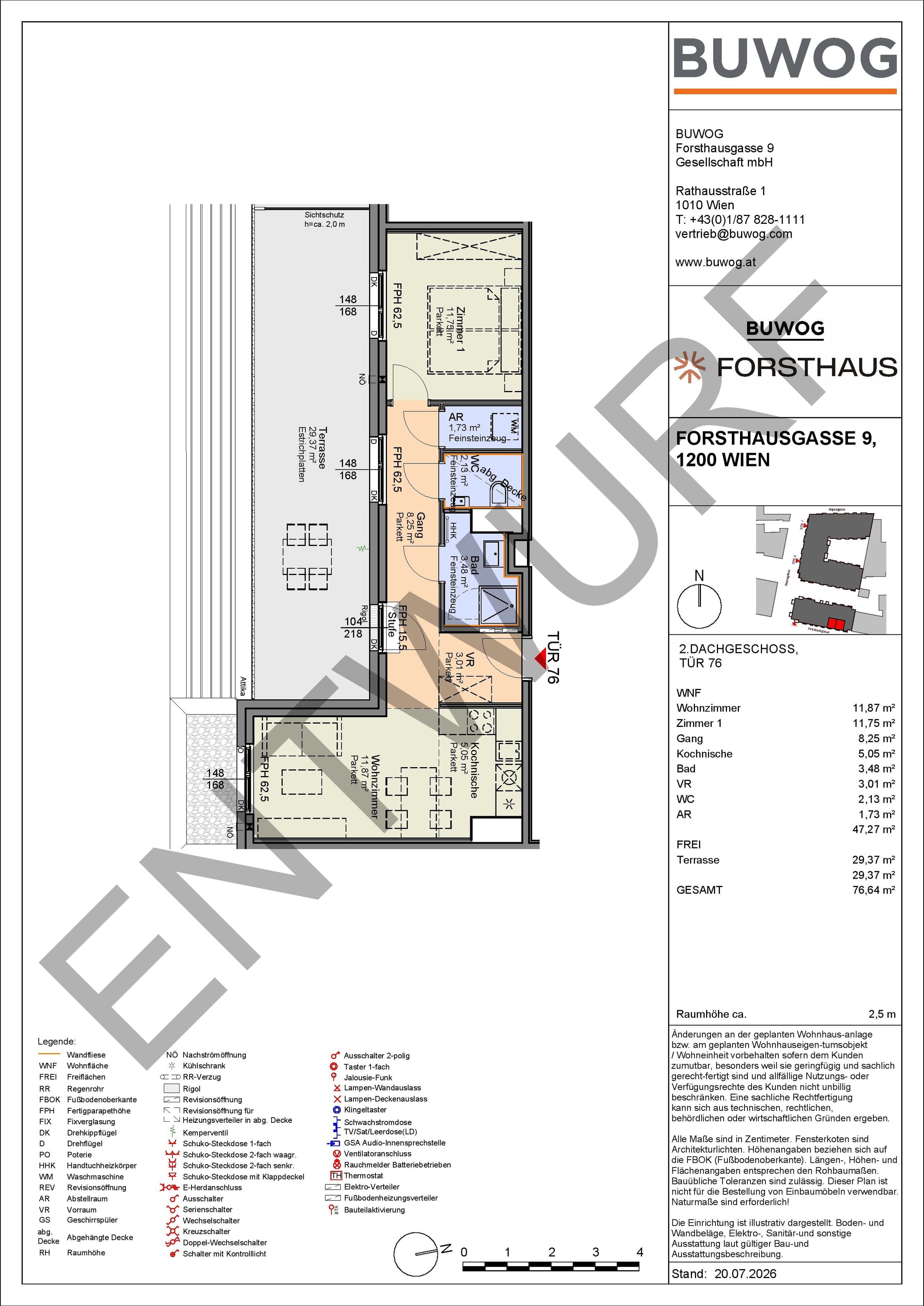 Floorplan Top FH 76 — FORSTHAUS — 2 Rooms — 47.3 m² — 2. DG — Süd