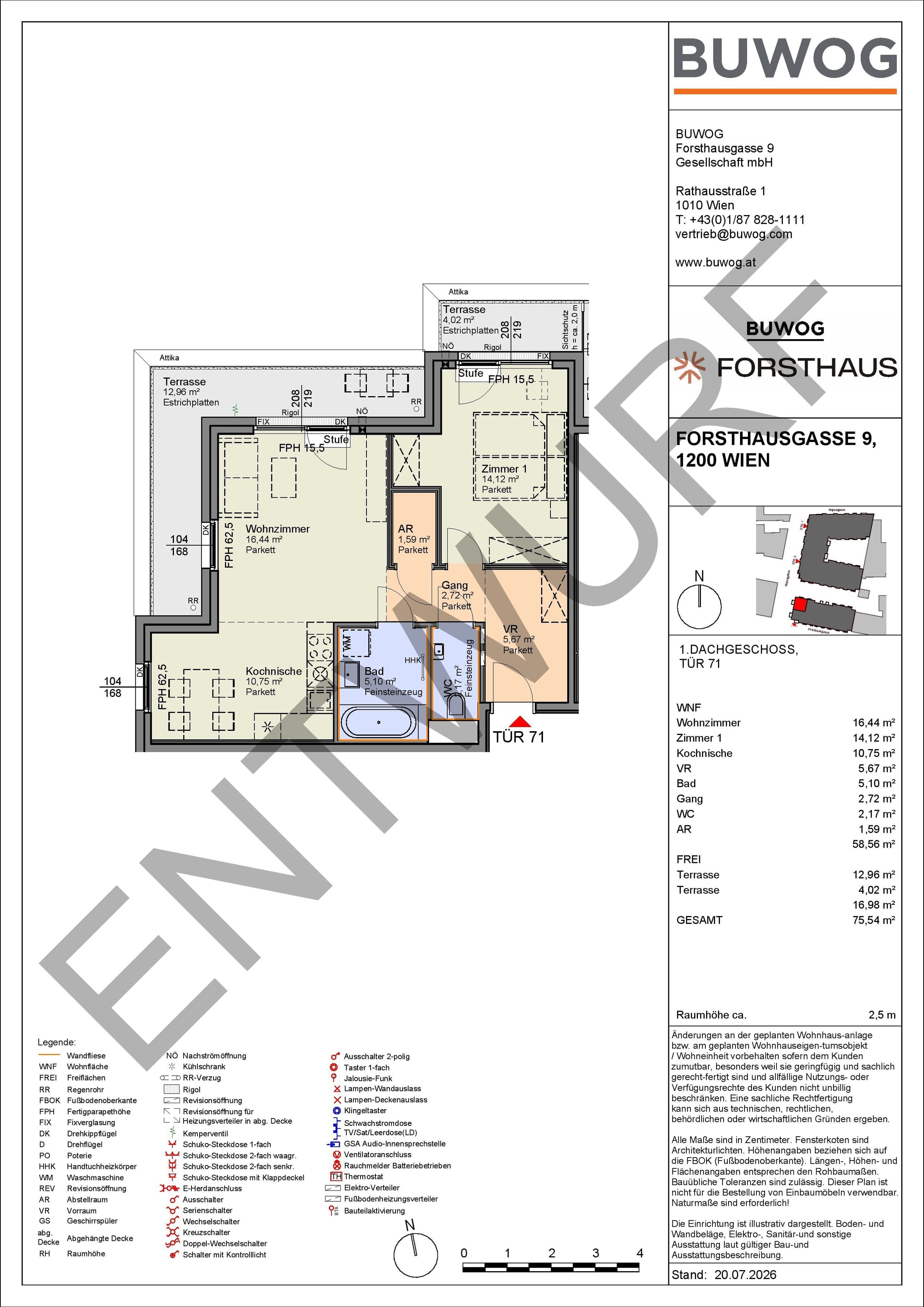 Floorplan Top FH 71 — FORSTHAUS — 2 Rooms — 58.6 m² — 1. DG — Nordwest