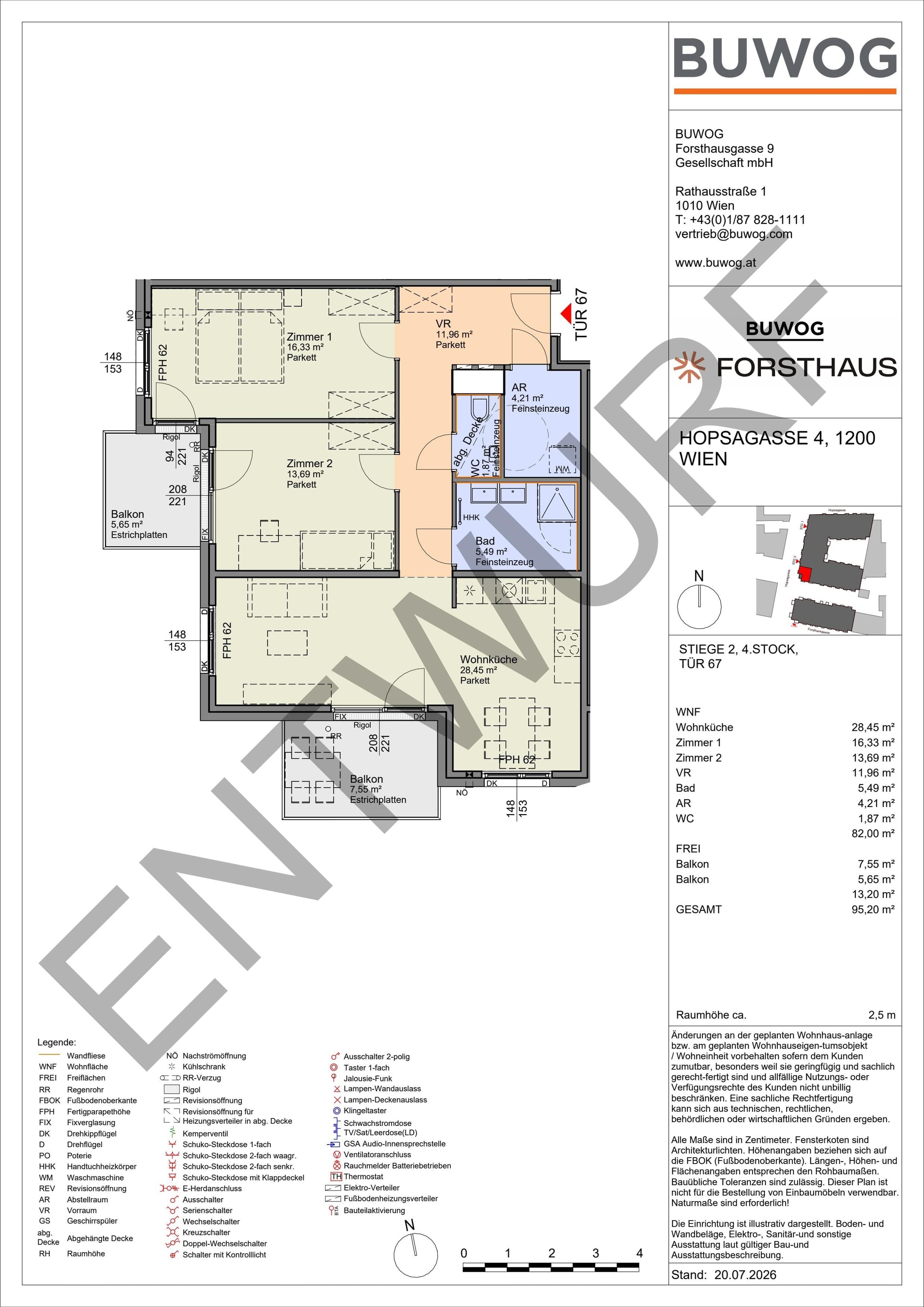 Floorplan Top HO 2.67 — FORSTHAUS — 3 Rooms — 82 m² — 4. OG — Südwest