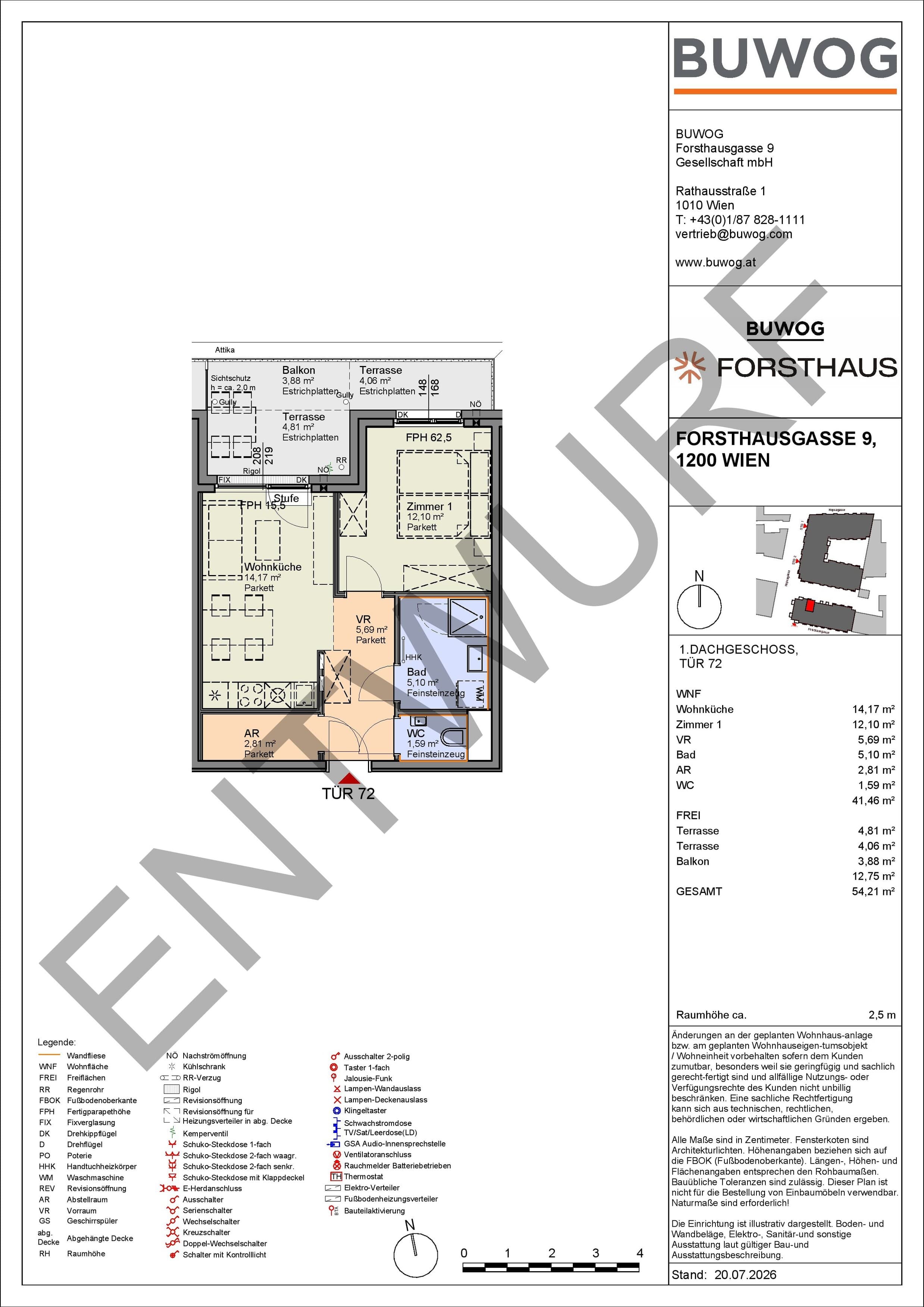 Floorplan Top FH 72 — FORSTHAUS — 2 Rooms — 41.5 m² — 1. DG — Nord
