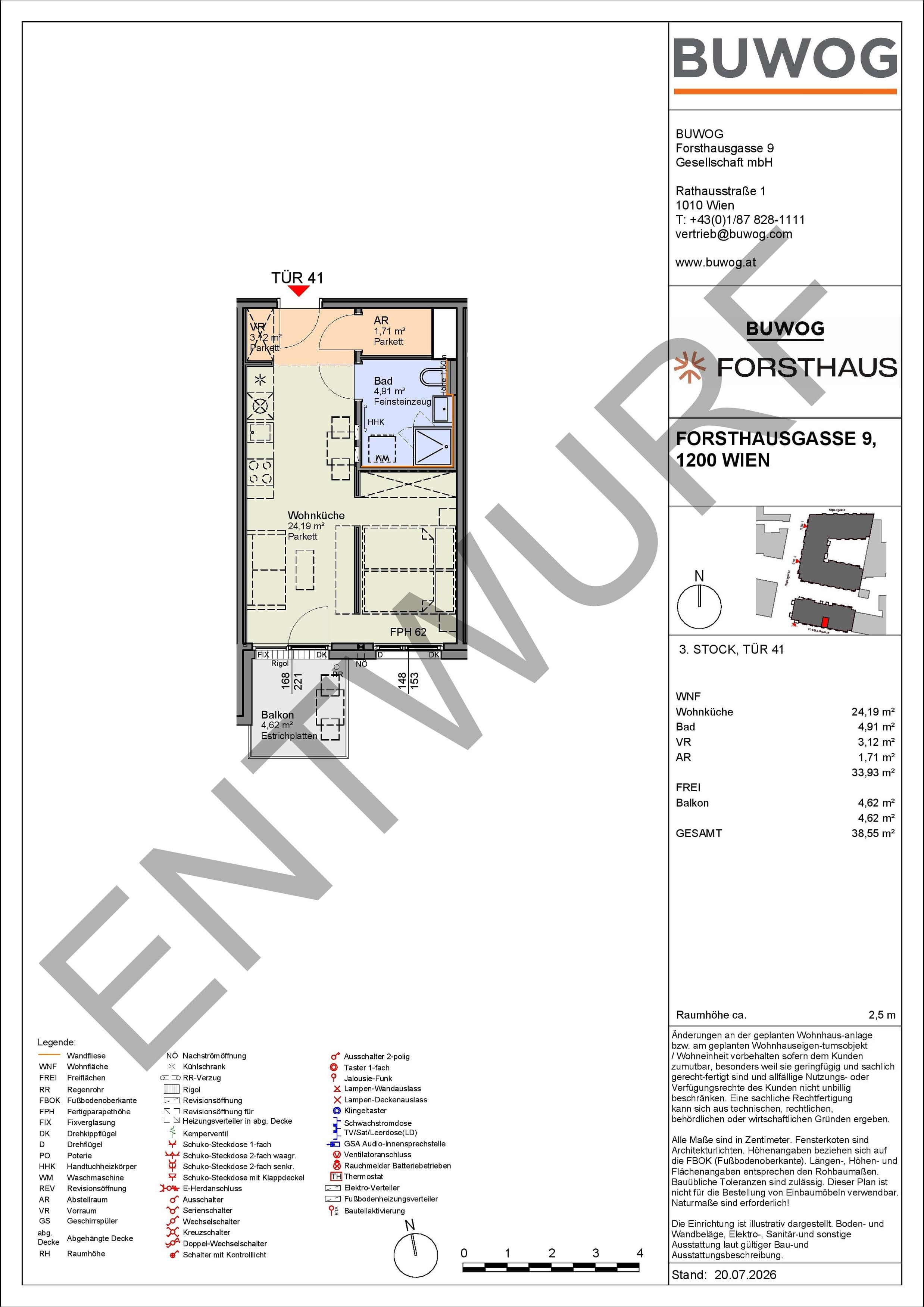 Floorplan Top FH 41 — FORSTHAUS — 1 Rooms — 33.9 m² — 3. OG — Süd