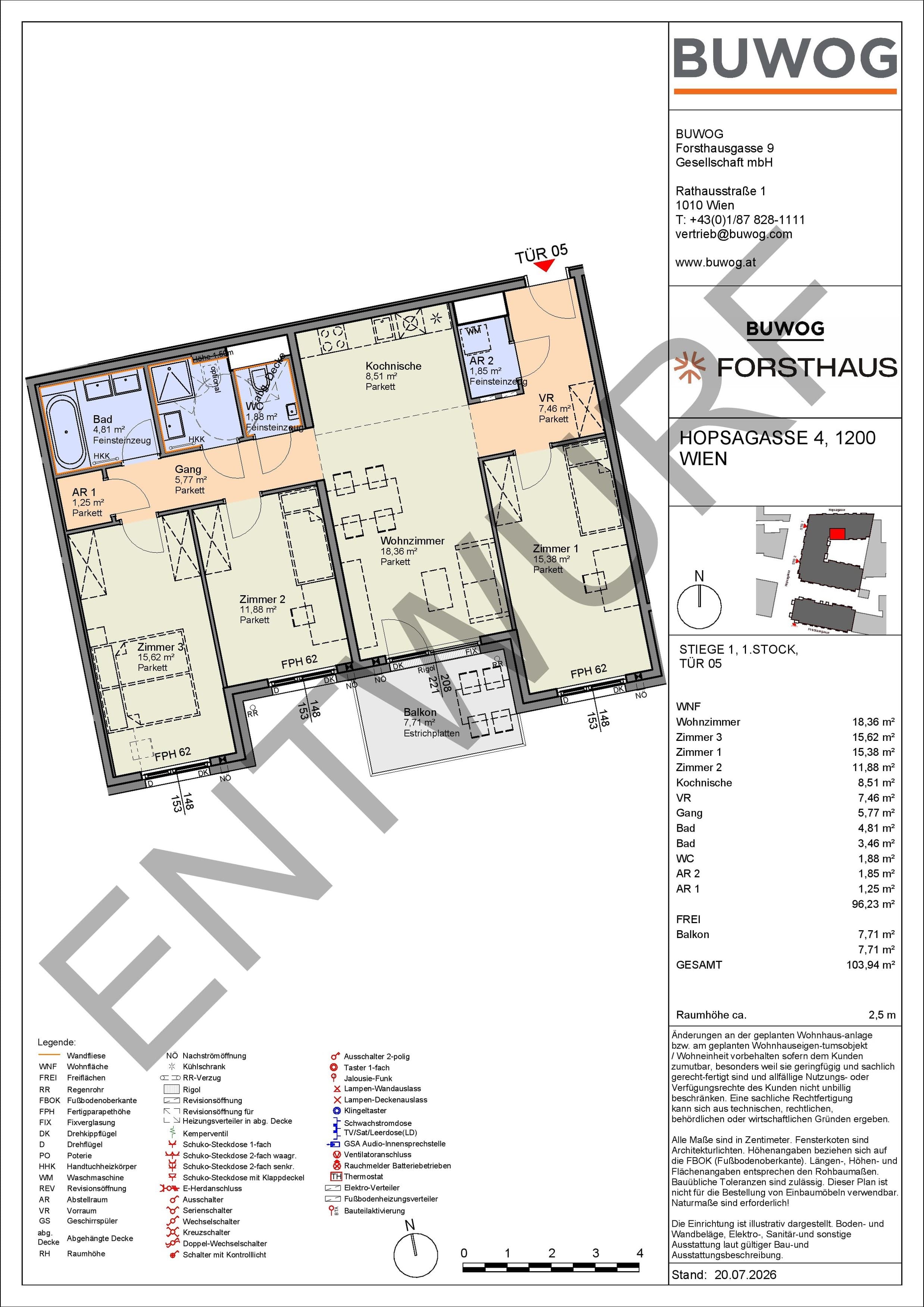 Floorplan Top HO 1.05 — FORSTHAUS — 4 Rooms — 96.2 m² — 1. OG — Süd
