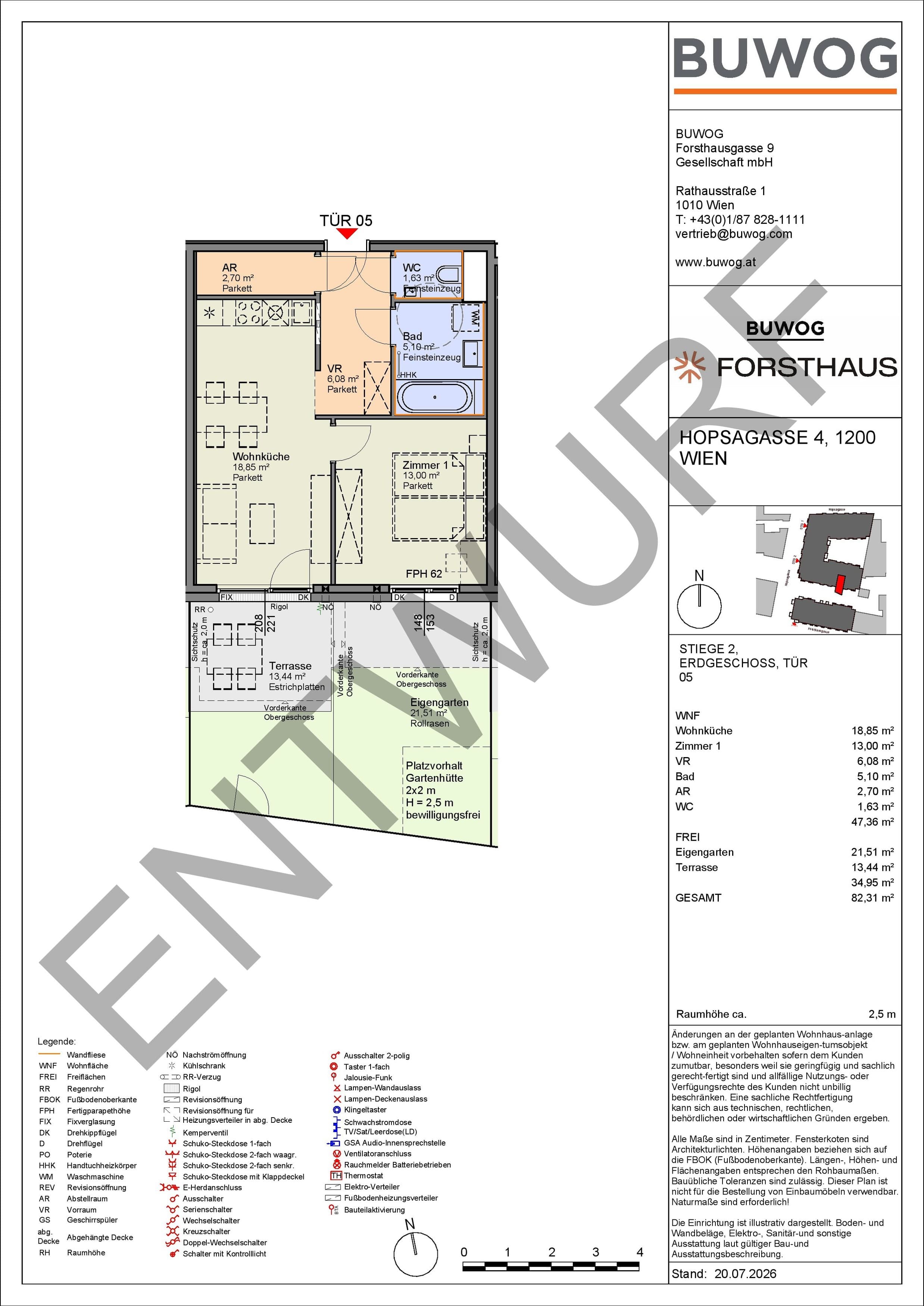 Floorplan Top HO 2.05 — FORSTHAUS — 2 Rooms — 47.4 m² — EG — Süd