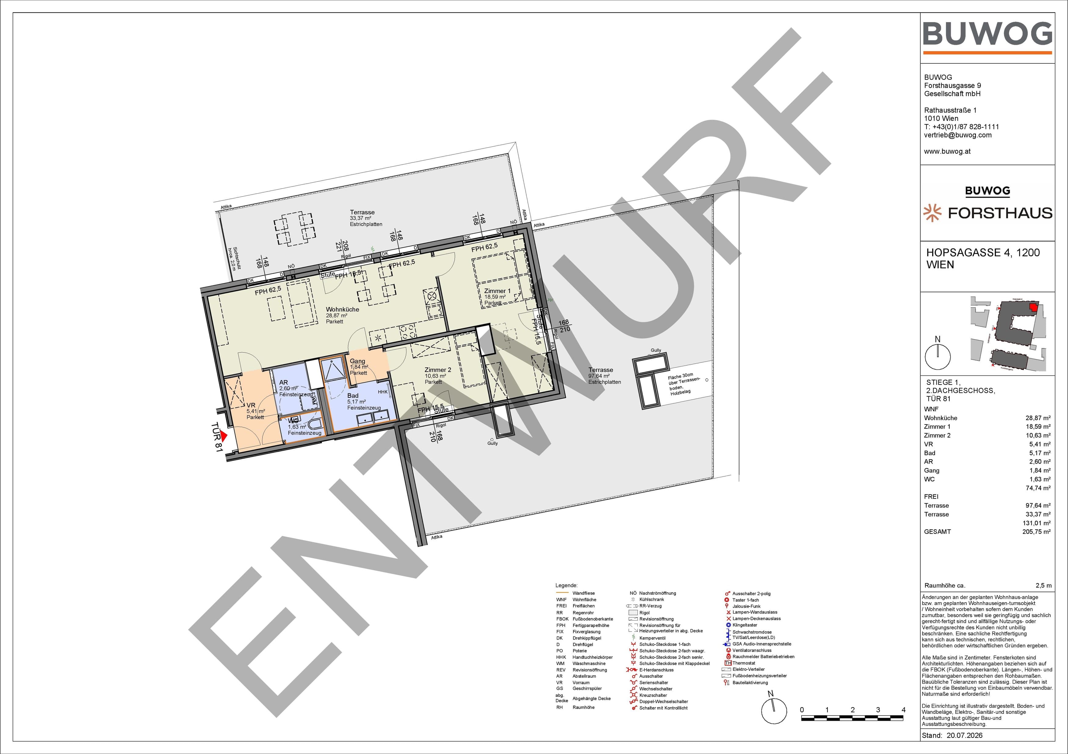 Floorplan Top HO 1.81 — FORSTHAUS — 3 Rooms — 74.7 m² — 2. DG — Nordost