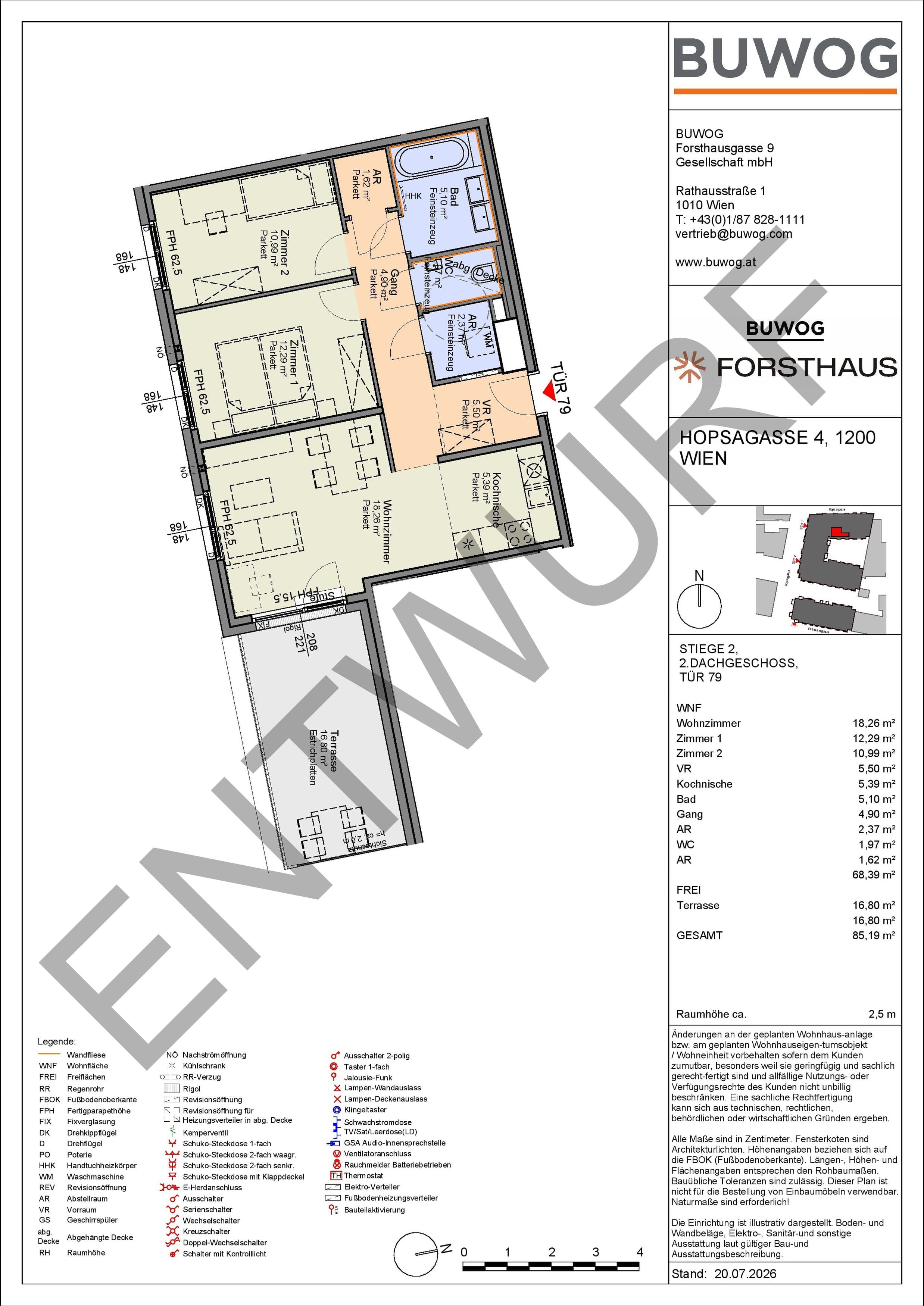 Floorplan Top HO 1.79 — FORSTHAUS — 3 Rooms — 68.4 m² — 2. DG — Süd