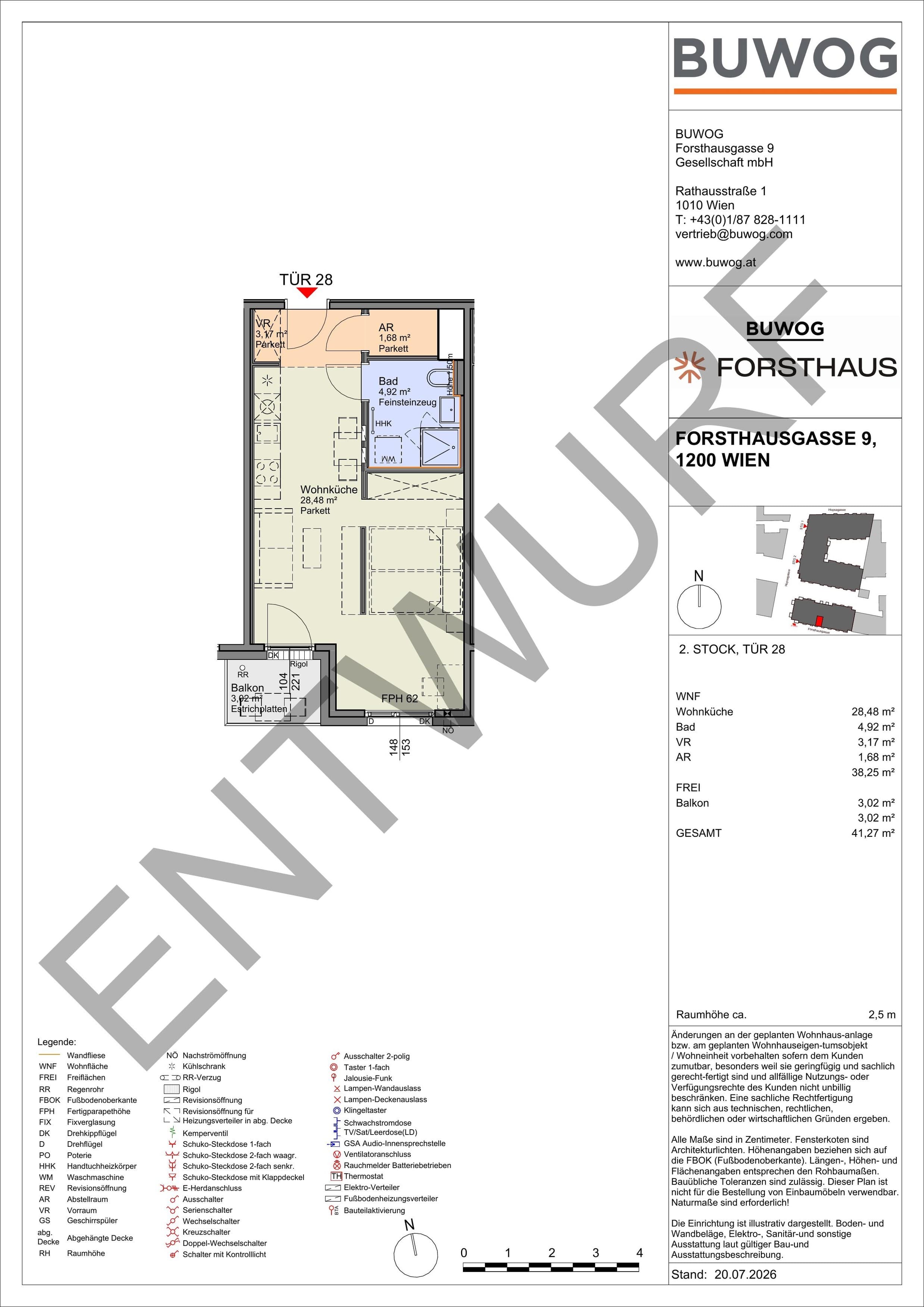 Floorplan Top FH 28 — FORSTHAUS — 1 Rooms — 38.3 m² — 2. OG — Süd