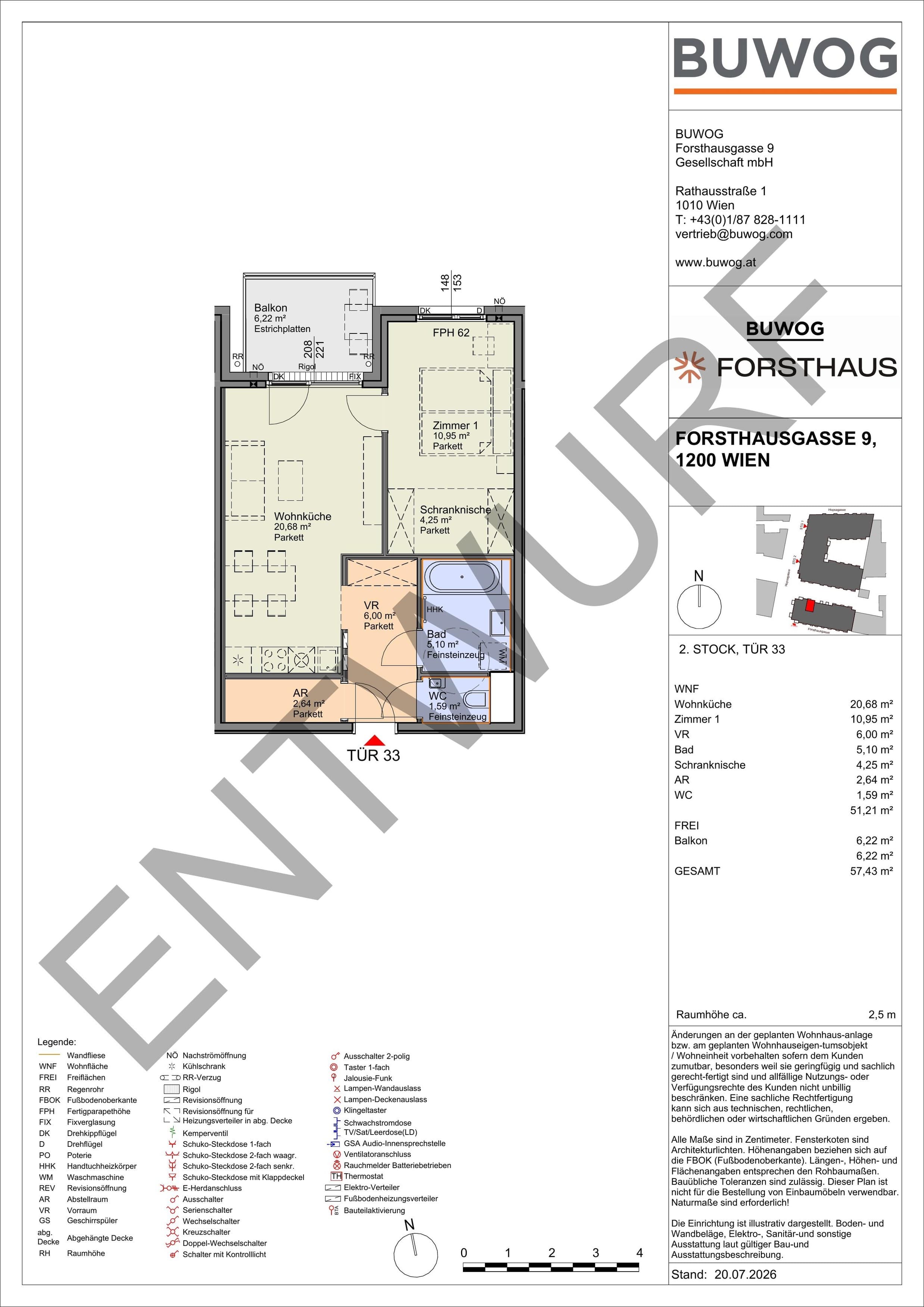 Floorplan Top FH 33 — FORSTHAUS — 2 Rooms — 51.2 m² — 2. OG — Nord