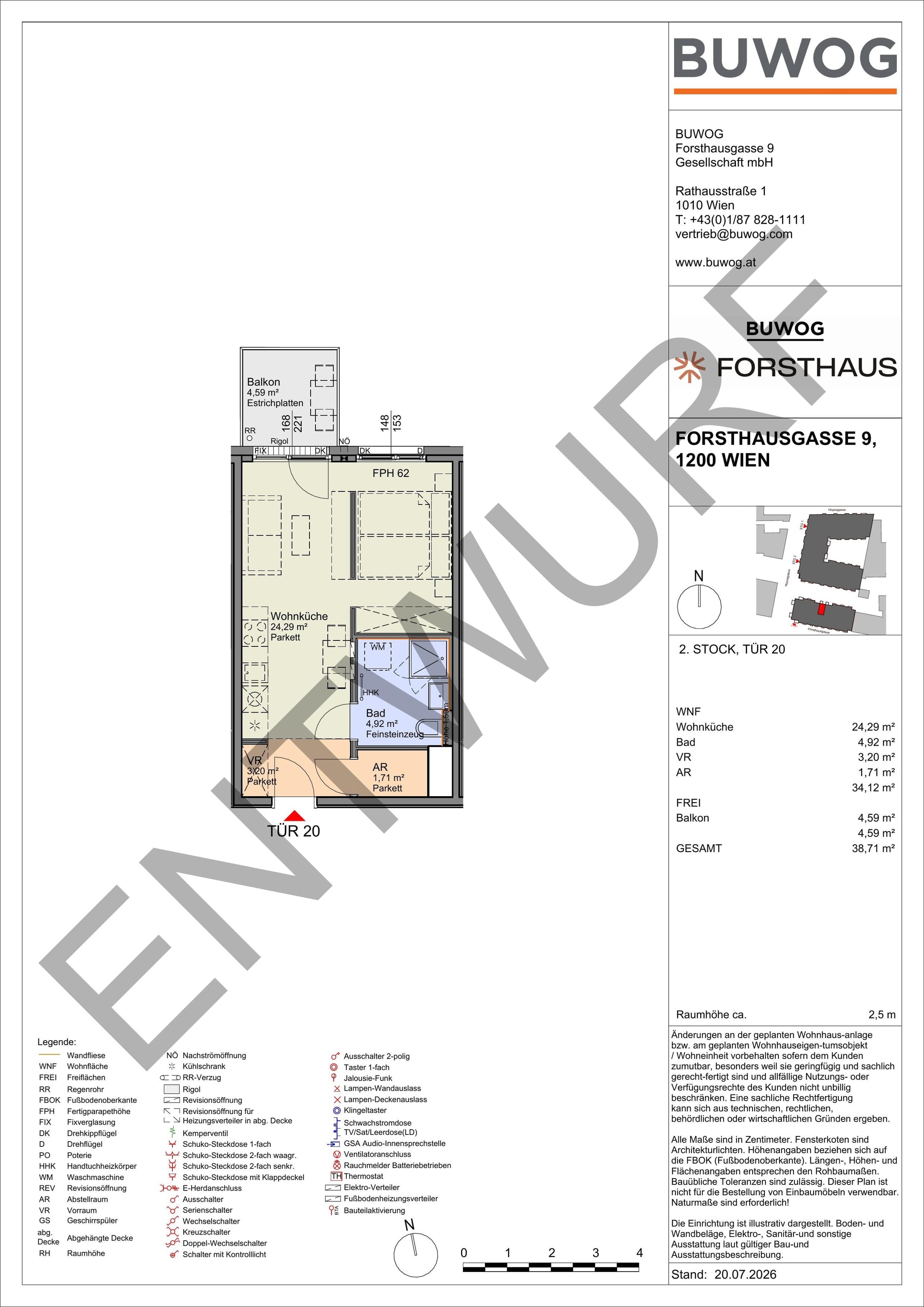 Floorplan Top FH 20 — FORSTHAUS — 1 Rooms — 34.1 m² — 2. OG — Nord