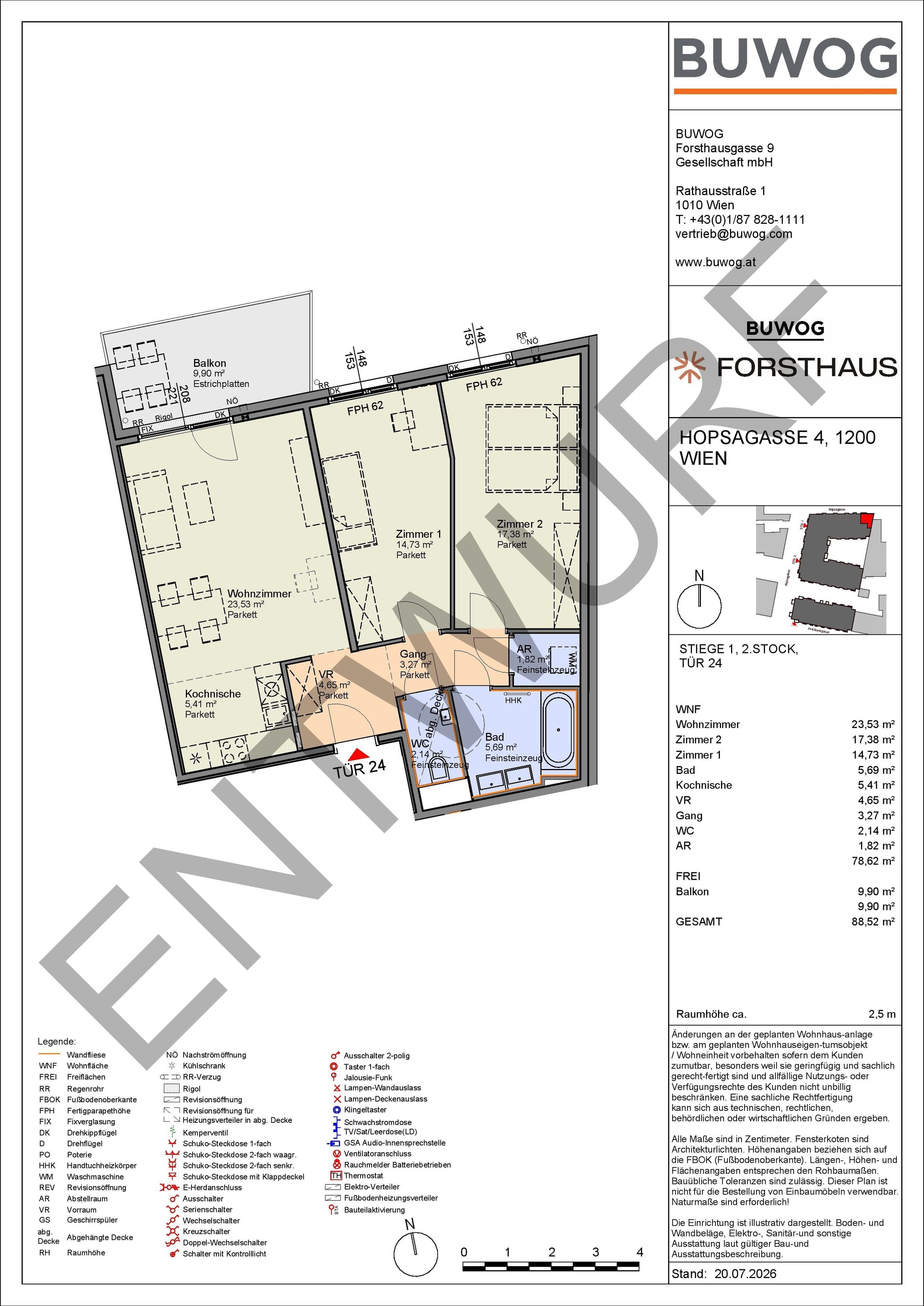 Floorplan Top HO 1.24 — FORSTHAUS — 3 Rooms — 78.6 m² — 2. OG — Nord