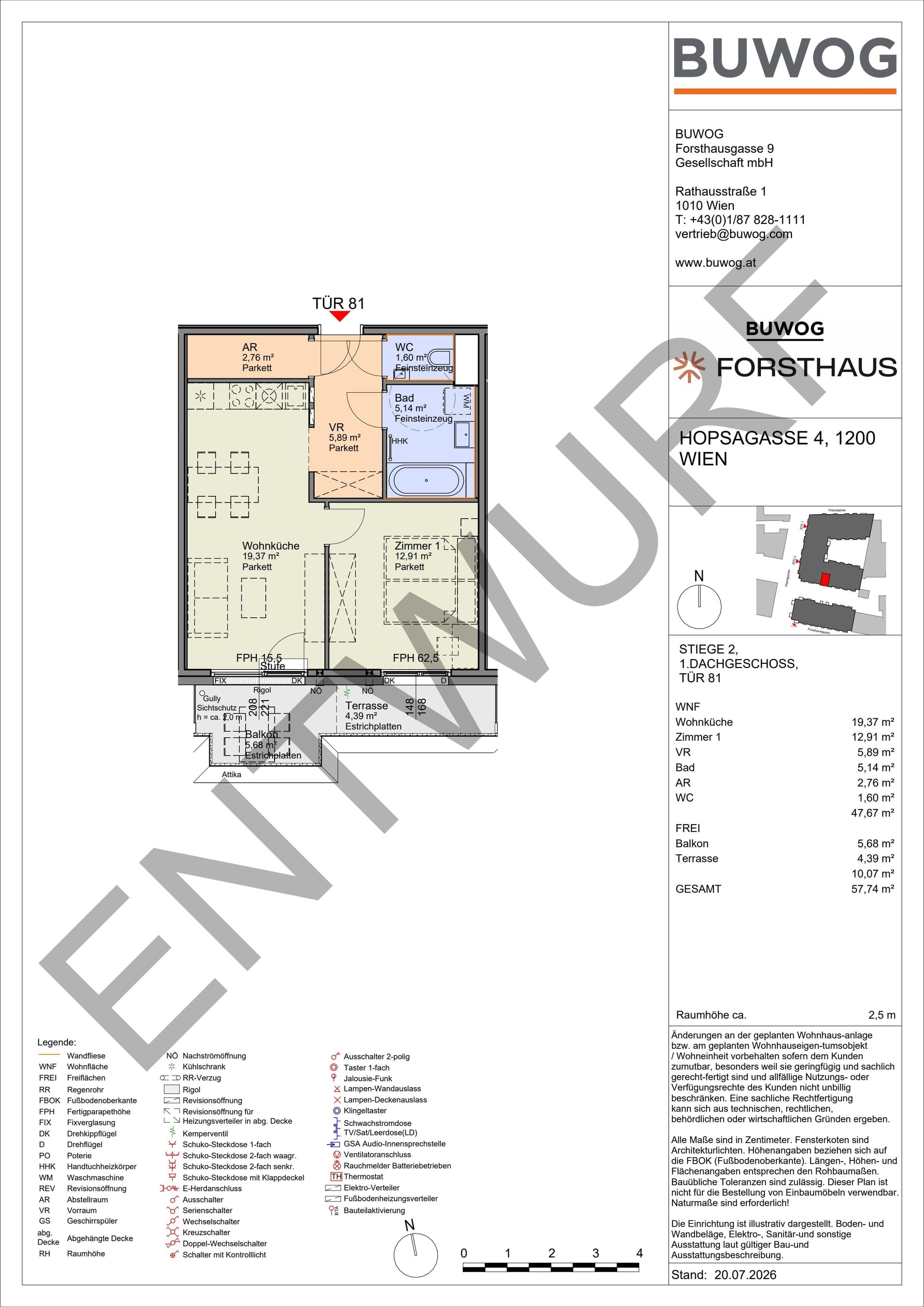 Floorplan Top HO 2.81 — FORSTHAUS — 2 Rooms — 47.7 m² — 1. DG — Süd