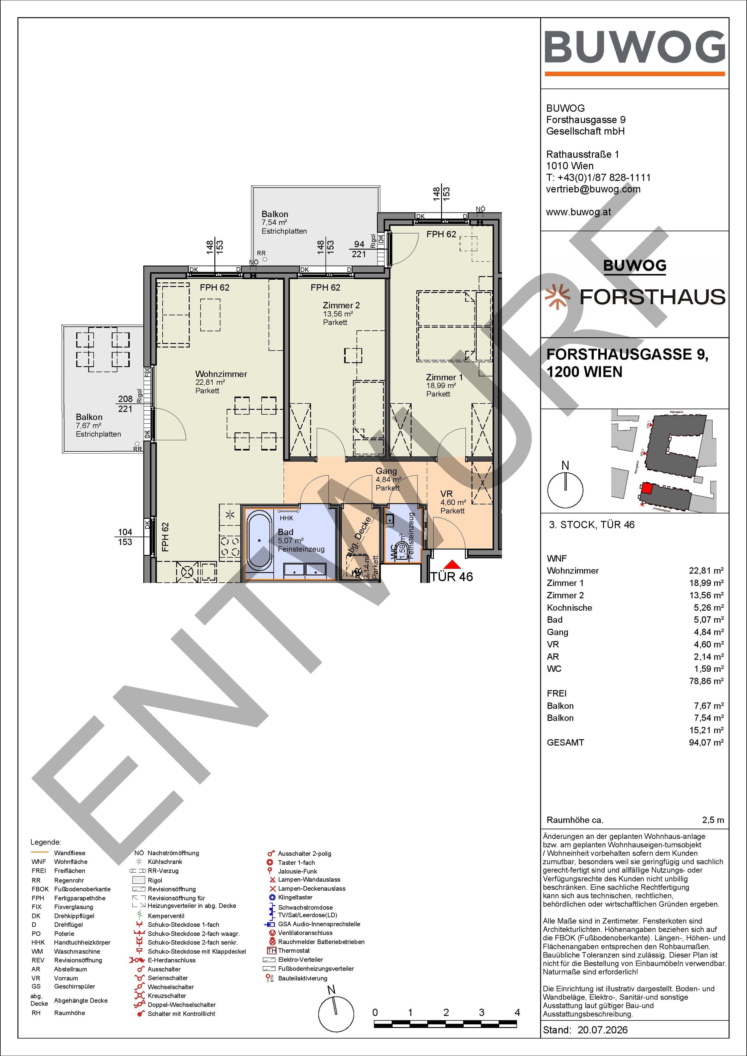 Floorplan Top FH 46 — FORSTHAUS — 3 Rooms — 78.9 m² — 3. OG — Nordwest