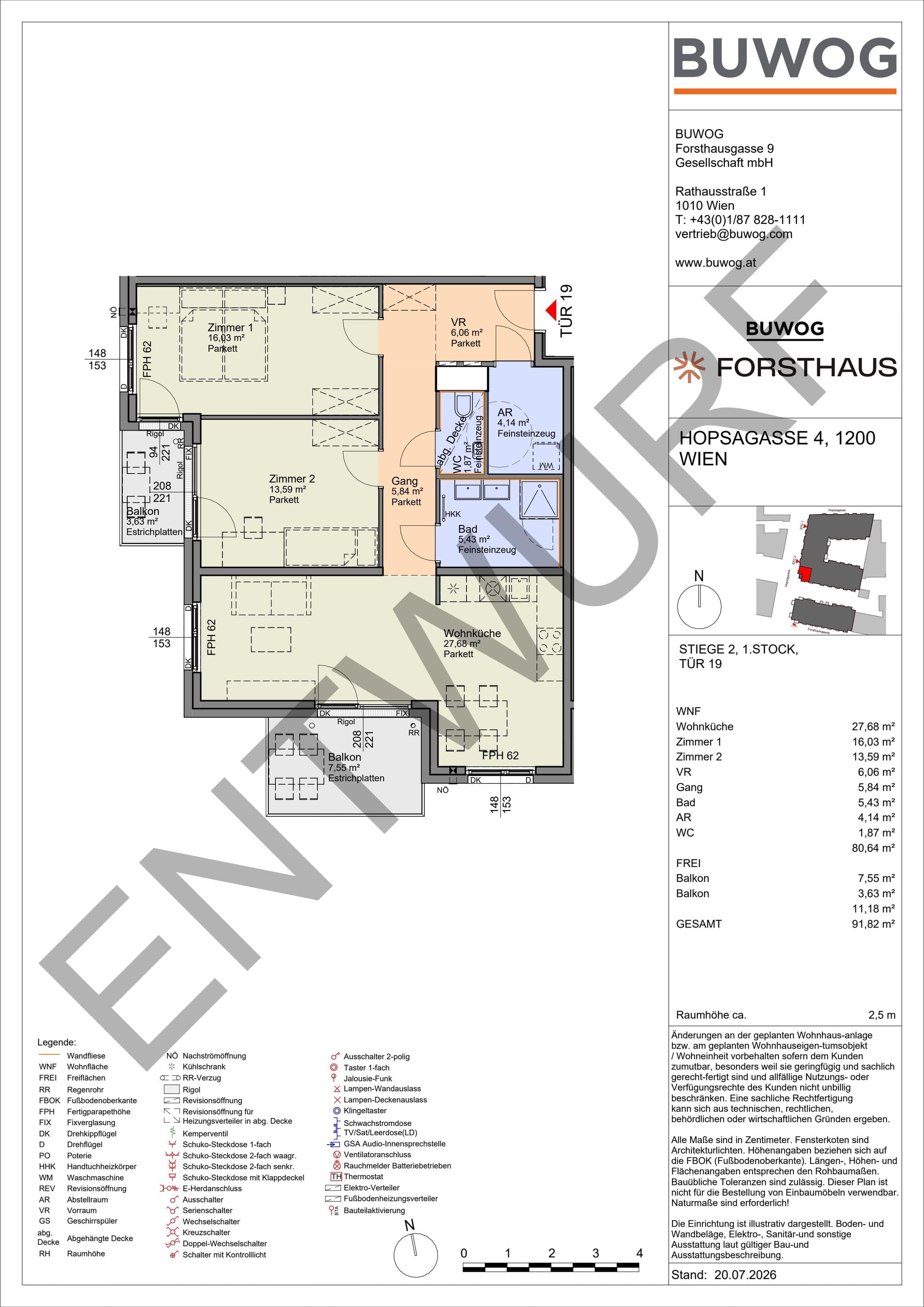 Floorplan Top HO 2.19 — FORSTHAUS — 3 Rooms — 80.6 m² — 1. OG — Südwest