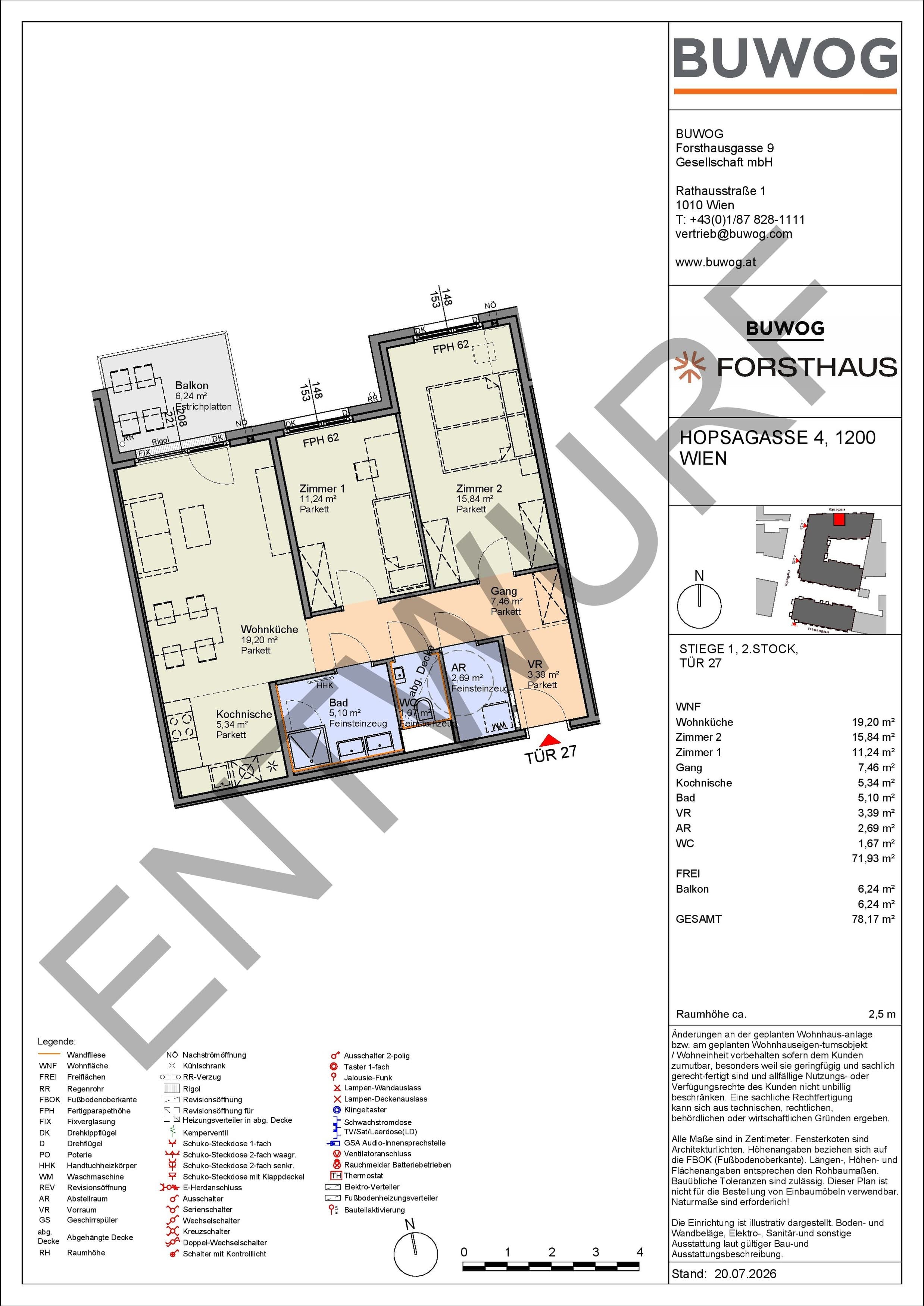Floorplan Top HO 1.27 — FORSTHAUS — 3 Rooms — 71.9 m² — 2. OG — Nord