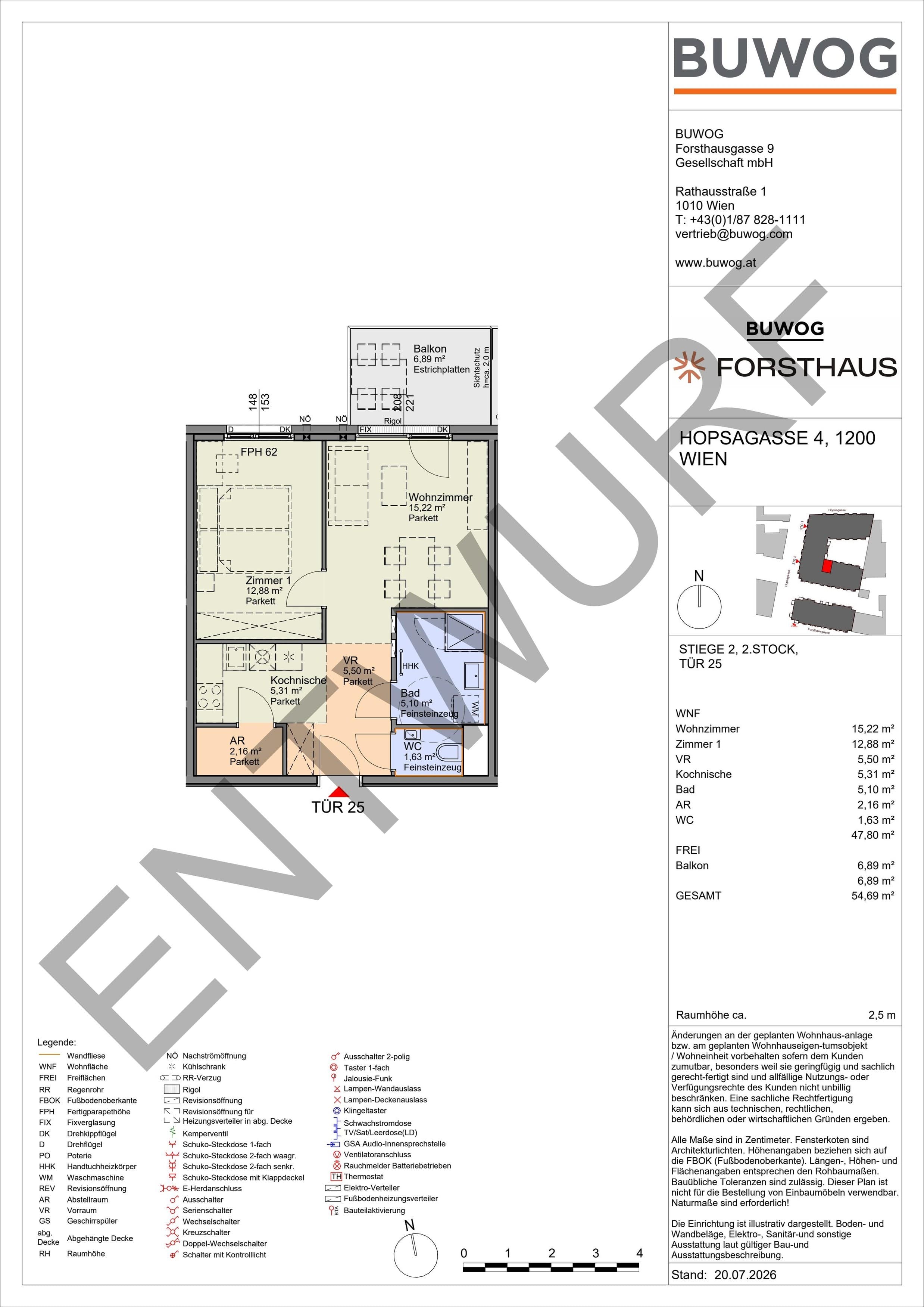 Floorplan Top HO 2.25 — FORSTHAUS — 2 Rooms — 47.8 m² — 2. OG — Nord