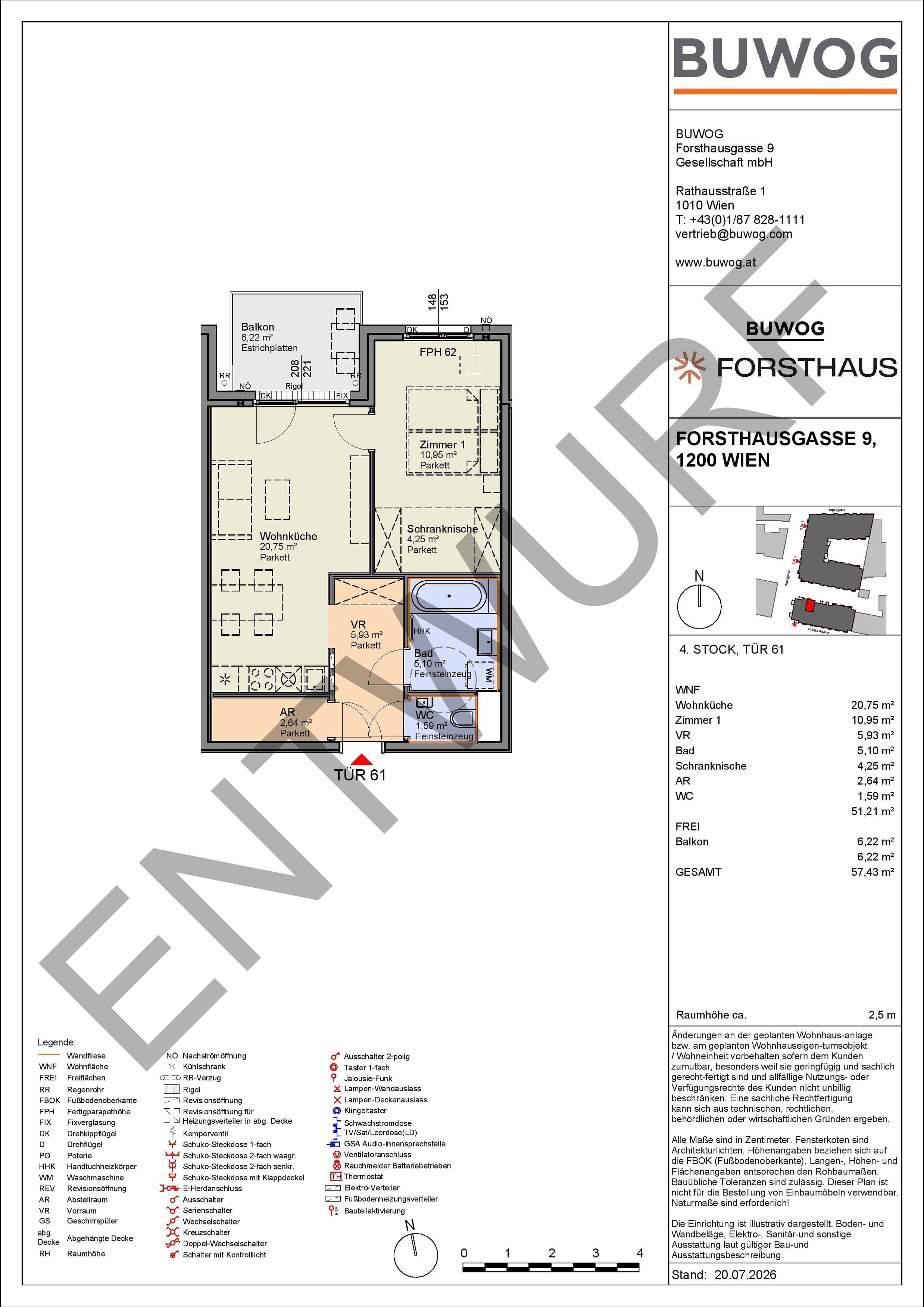 Floorplan Top FH 61 — FORSTHAUS — 2 Rooms — 51.2 m² — 4. OG — Nord