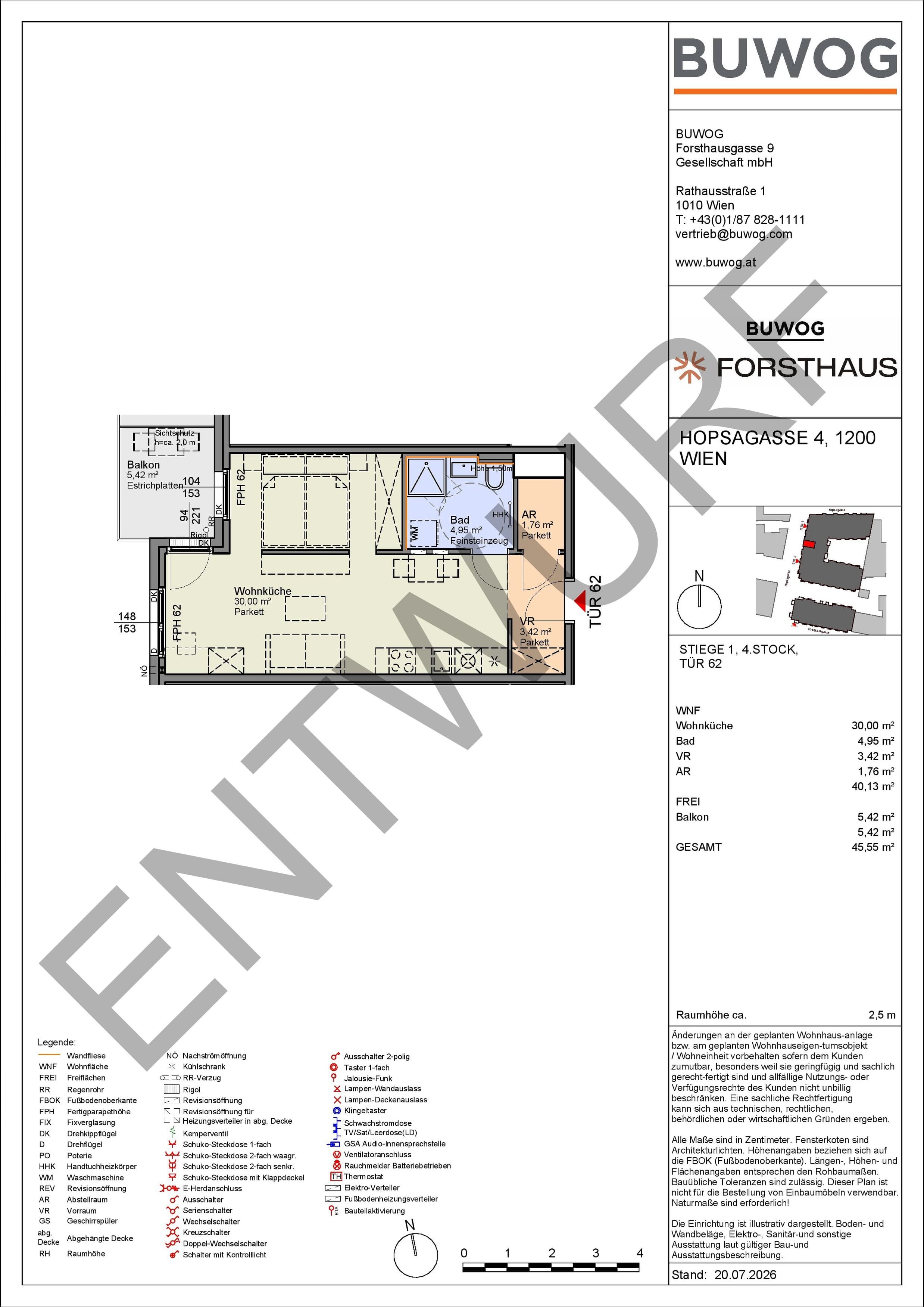 Floorplan Top HO 1.62 — FORSTHAUS — 1 Rooms — 40.1 m² — 4. OG — West