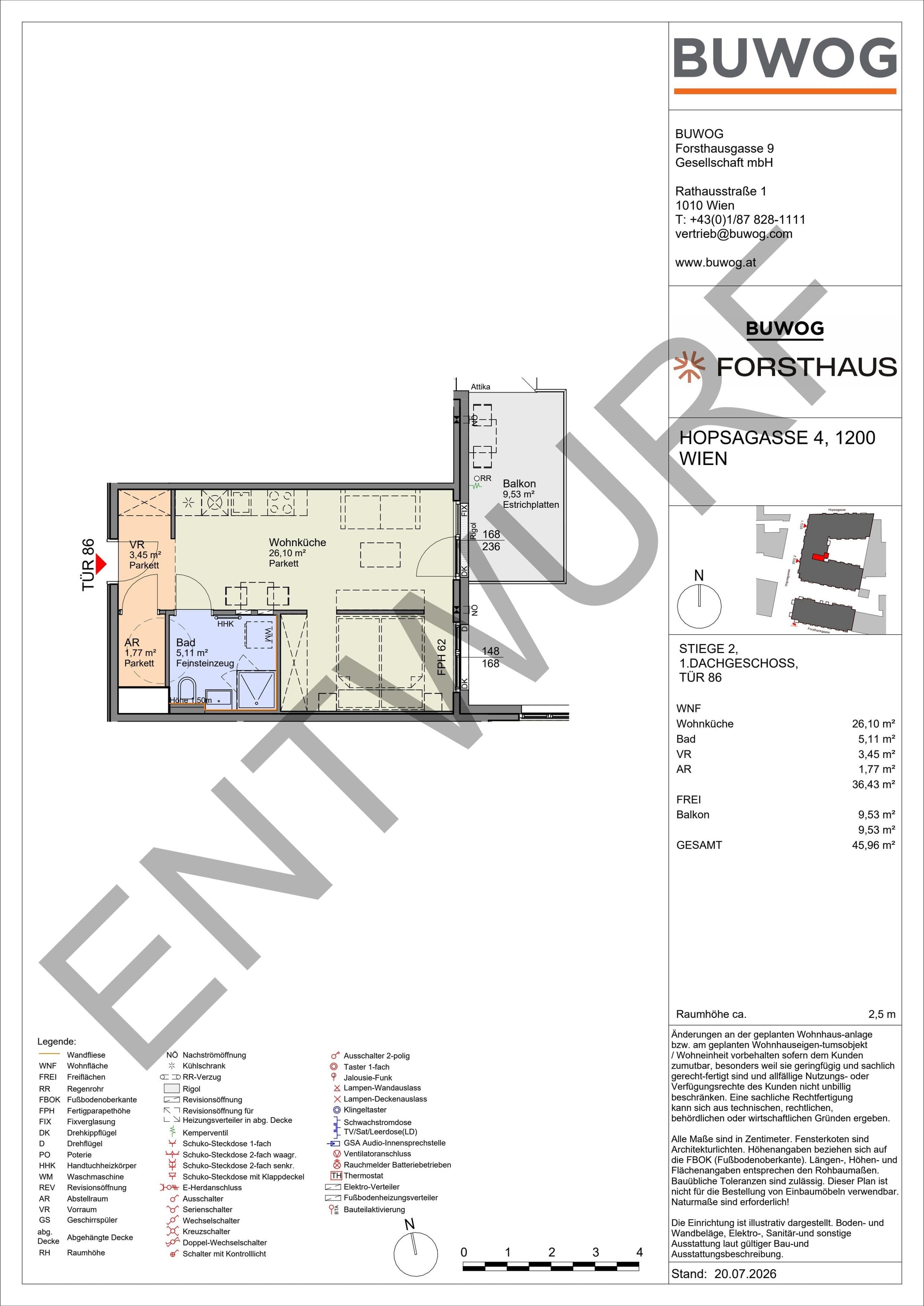 Floorplan Top HO 2.86 — FORSTHAUS — 1 Rooms — 36.5 m² — 1. DG — Ost