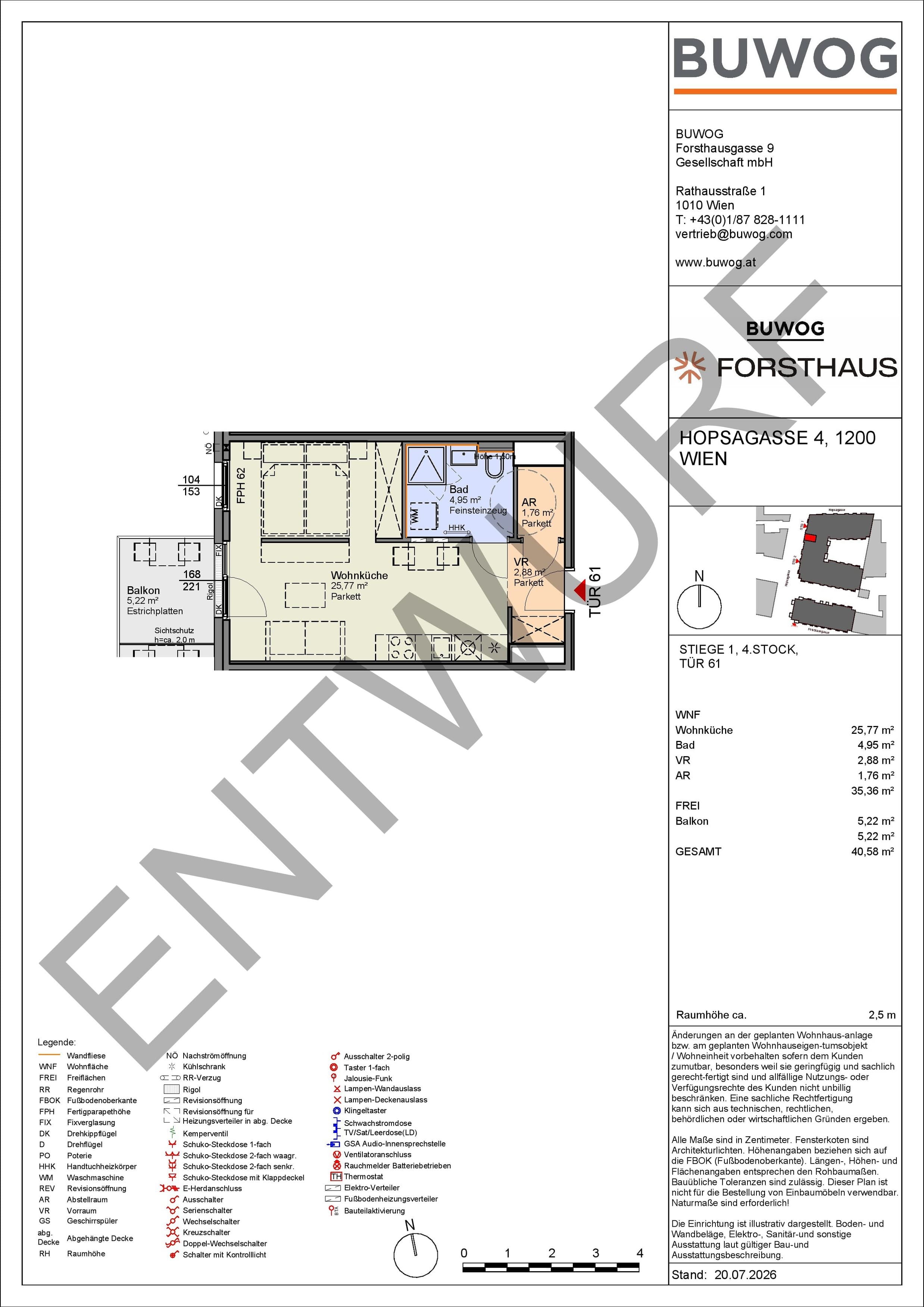 Floorplan Top HO 1.61 — FORSTHAUS — 1 Rooms — 35.4 m² — 4. OG — West