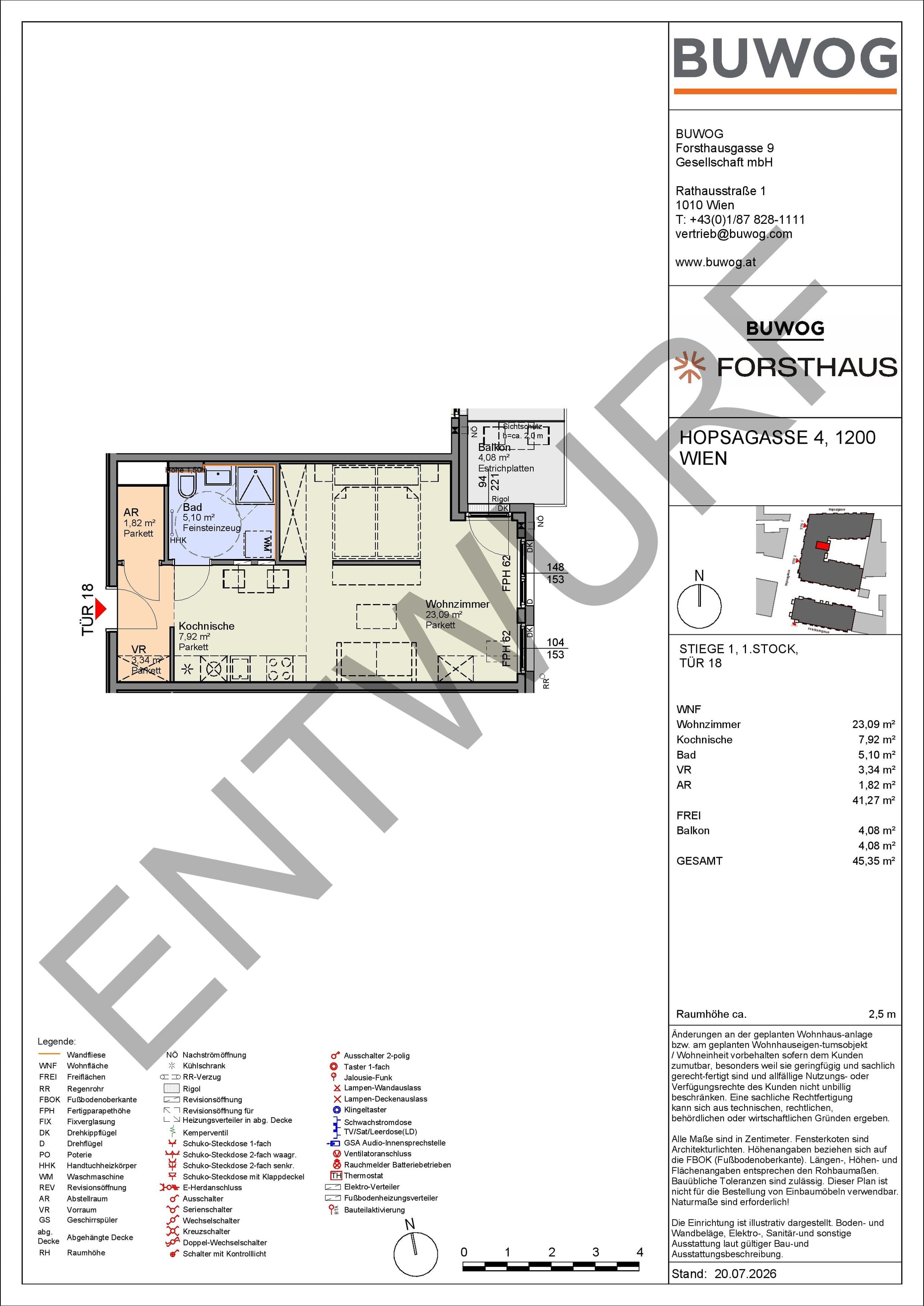 Floorplan Top HO 1.18 — FORSTHAUS — 1 Rooms — 41.3 m² — 1. OG — Ost