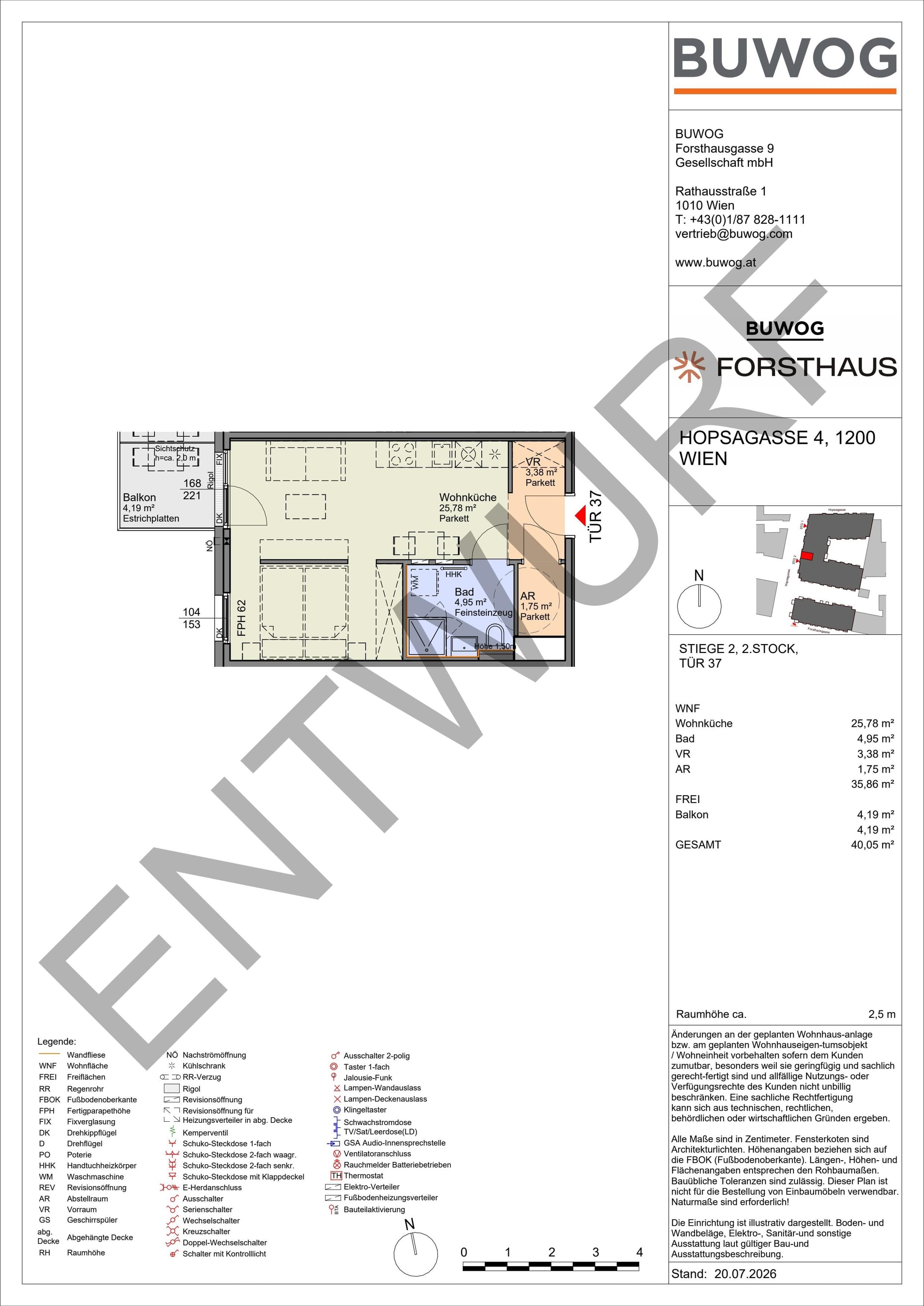 Floorplan Top HO 2.37 — FORSTHAUS — 1 Rooms — 35.9 m² — 2. OG — West