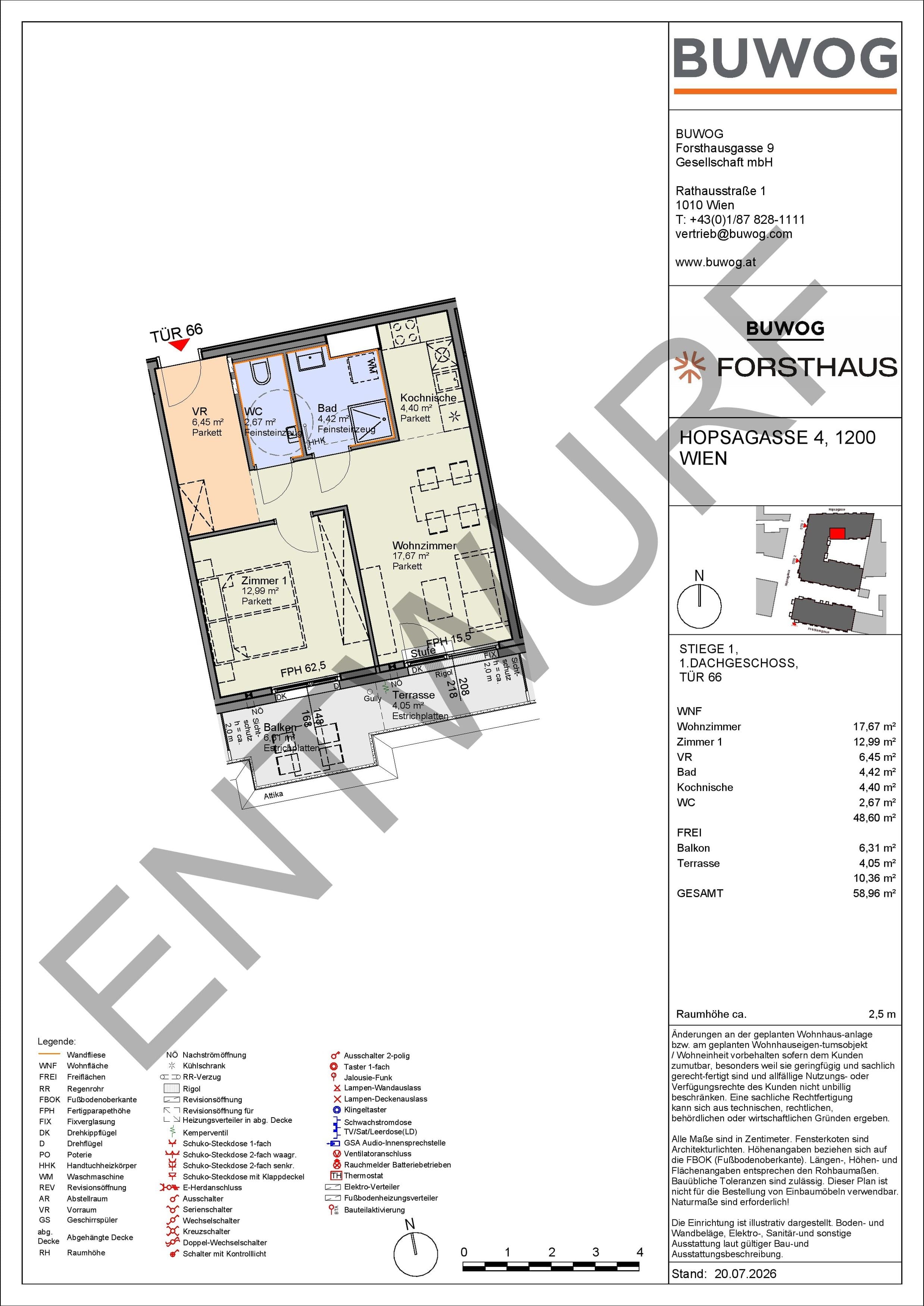 Floorplan Top HO 1.66 — FORSTHAUS — 2 Rooms — 48.6 m² — 1. DG — Süd