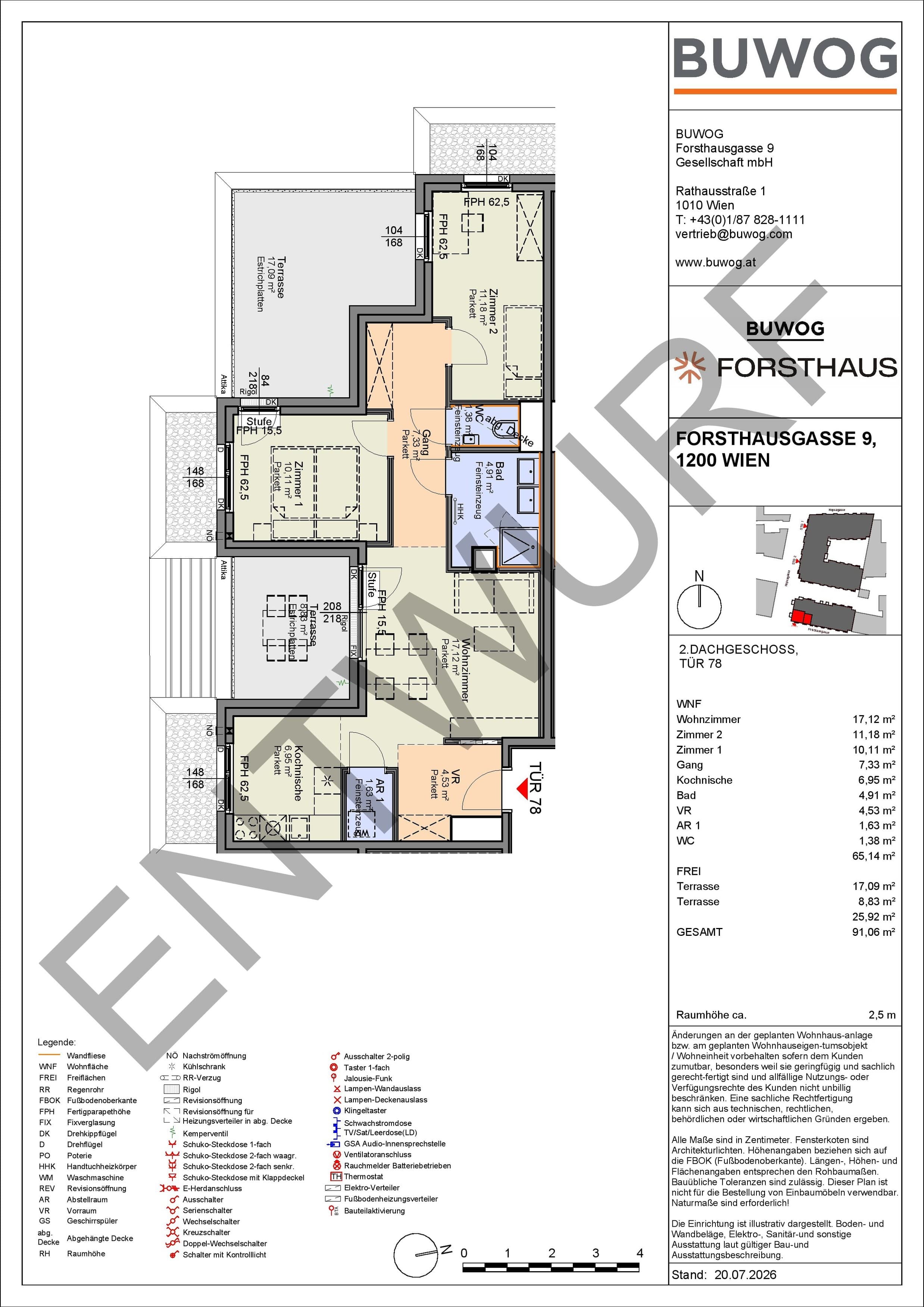 Floorplan Top FH 78 — FORSTHAUS — 3 Rooms — 65.1 m² — 2. DG — Südwest
