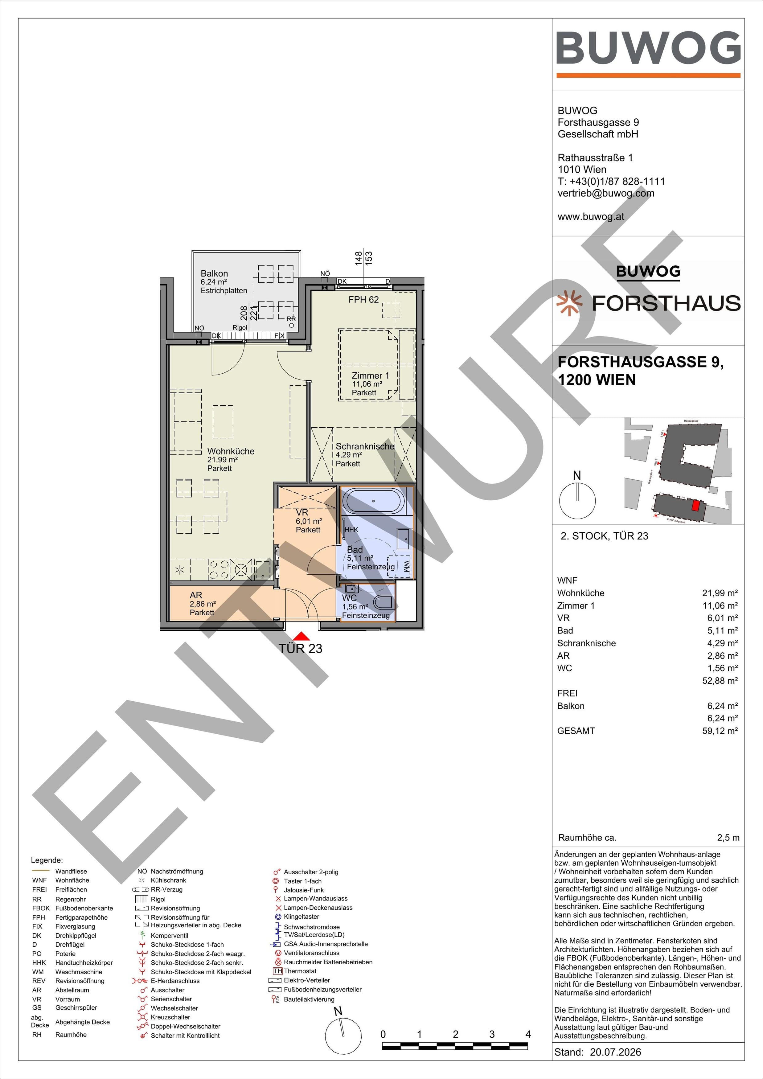 Floorplan Top FH 23 — FORSTHAUS — 2 Rooms — 52.9 m² — 2. OG — Nord