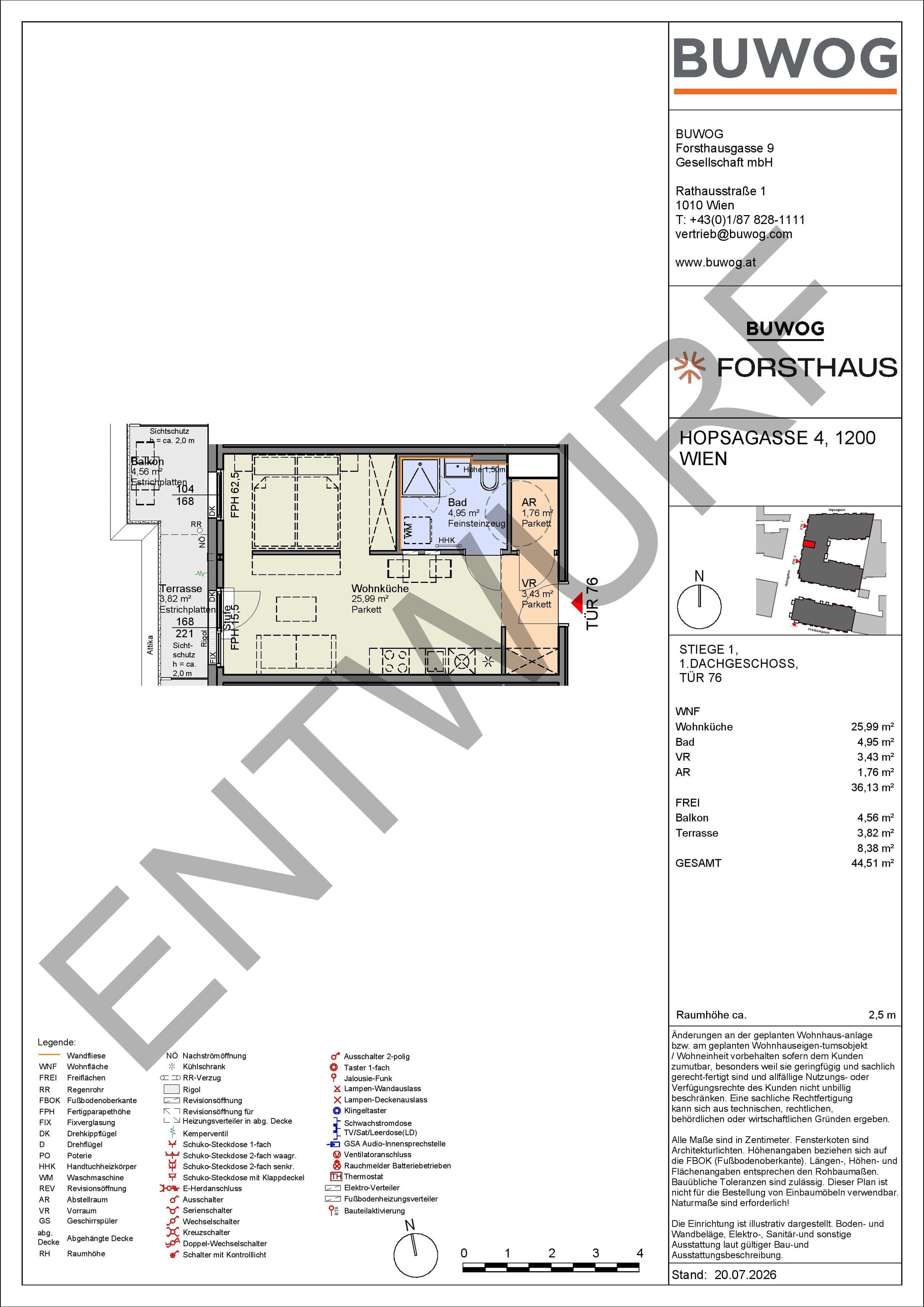 Floorplan Top HO 1.76 — FORSTHAUS — 1 Rooms — 36.1 m² — 1. DG — West