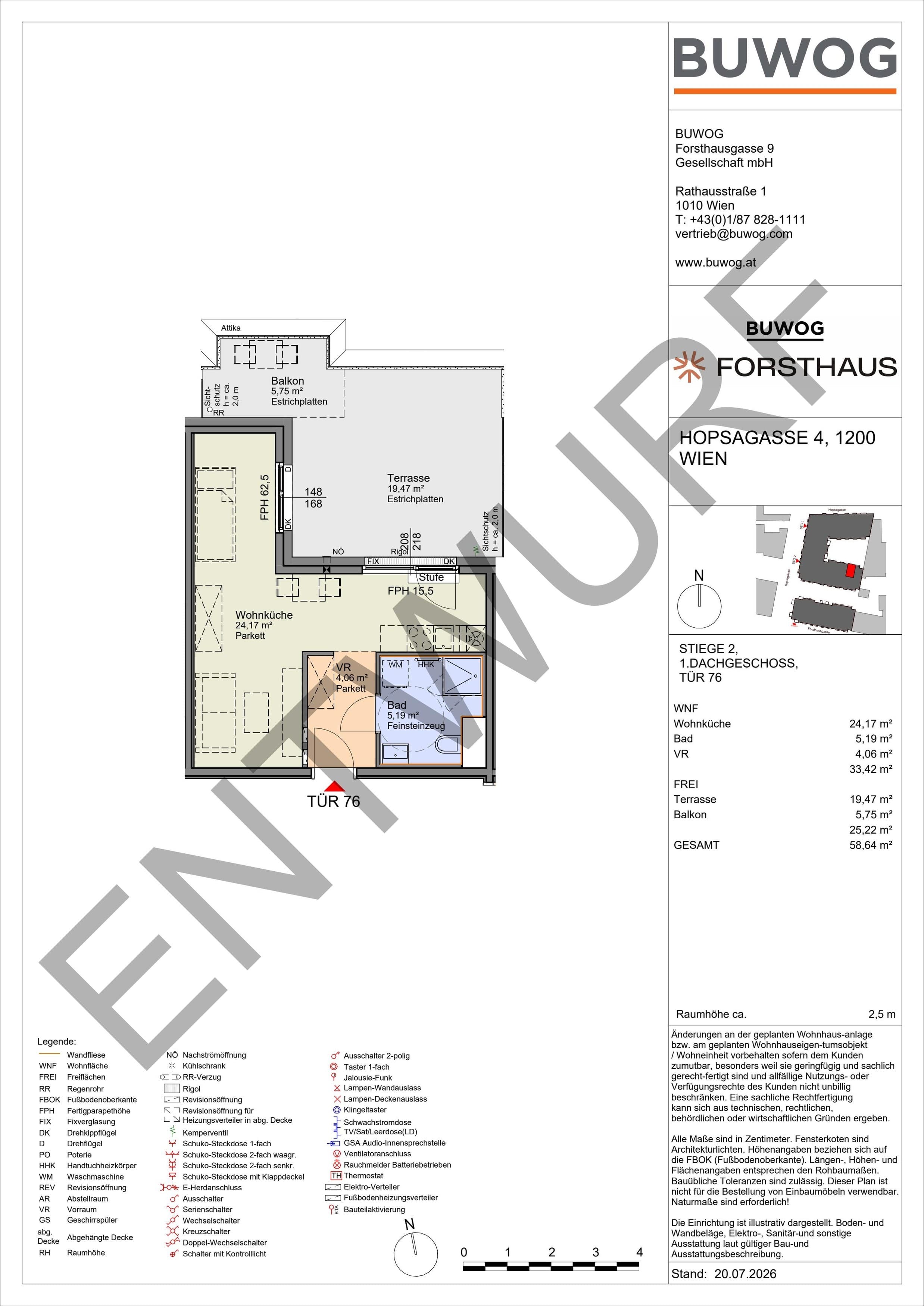 Floorplan Top HO 2.76 — FORSTHAUS — 1 Rooms — 33.4 m² — 1. DG — Nord