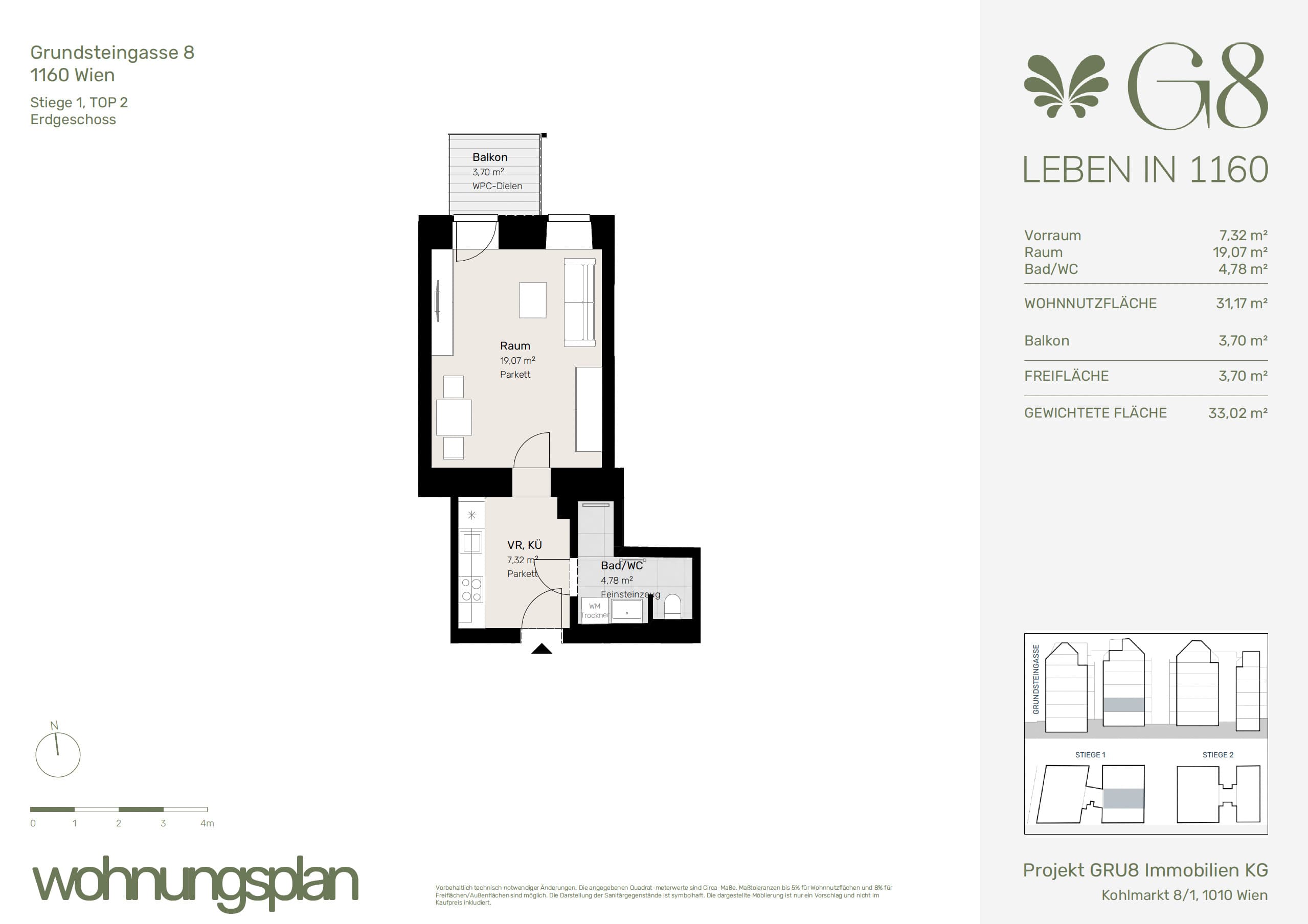 Grundriss Top 1/2 — G8 Living — 1 Zimmer — 31,2 m² — EG