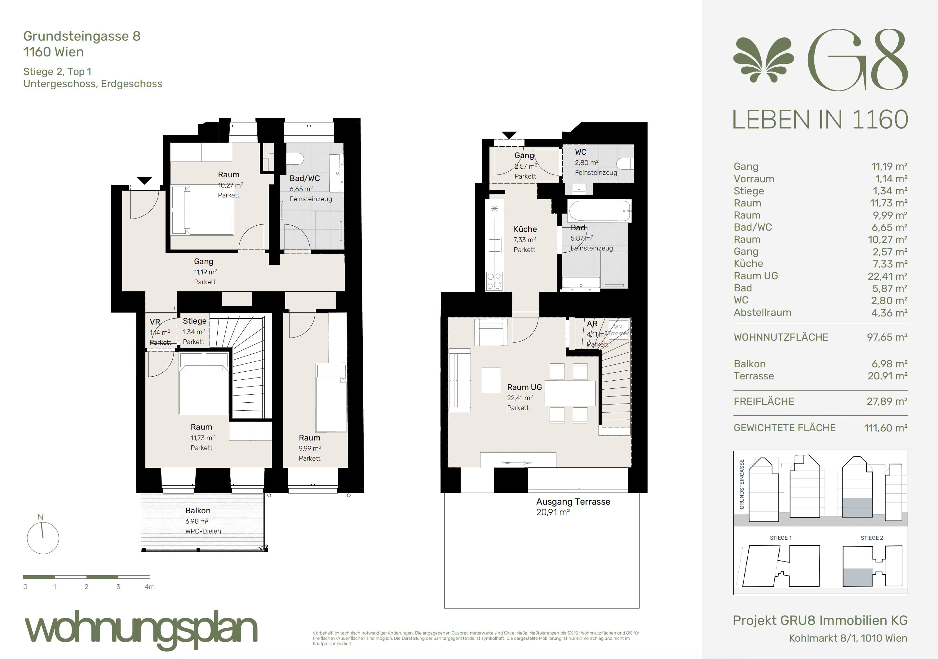 Grundriss Top 2/1 — G8 Living — 4 Zimmer — 97,7 m² — EG