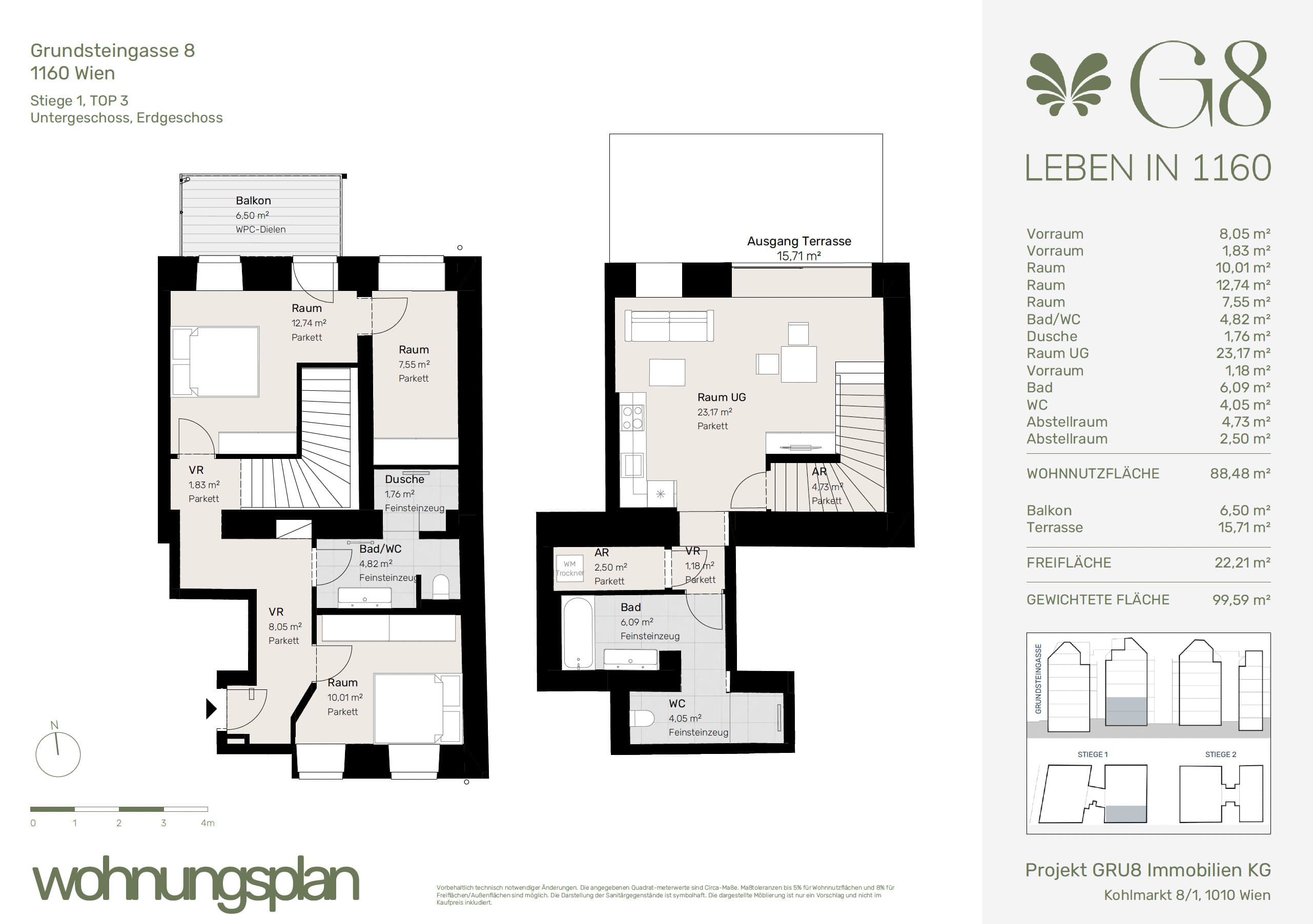 Grundriss Top 1/3 — G8 Living — 4 Zimmer — 88,5 m² — EG