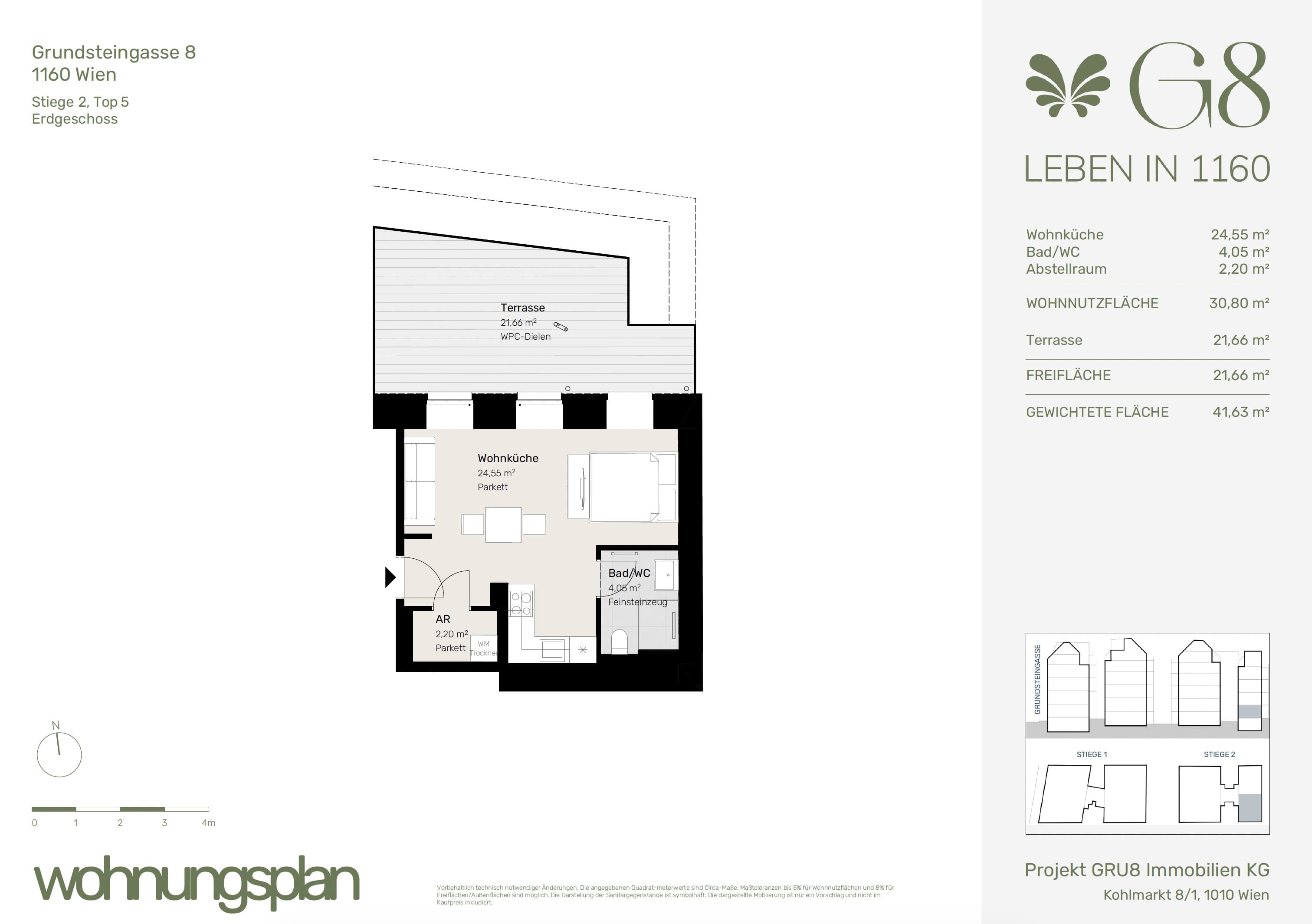 Grundriss Top 2/5 — G8 Living — 1 Zimmer — 30,8 m² — EG
