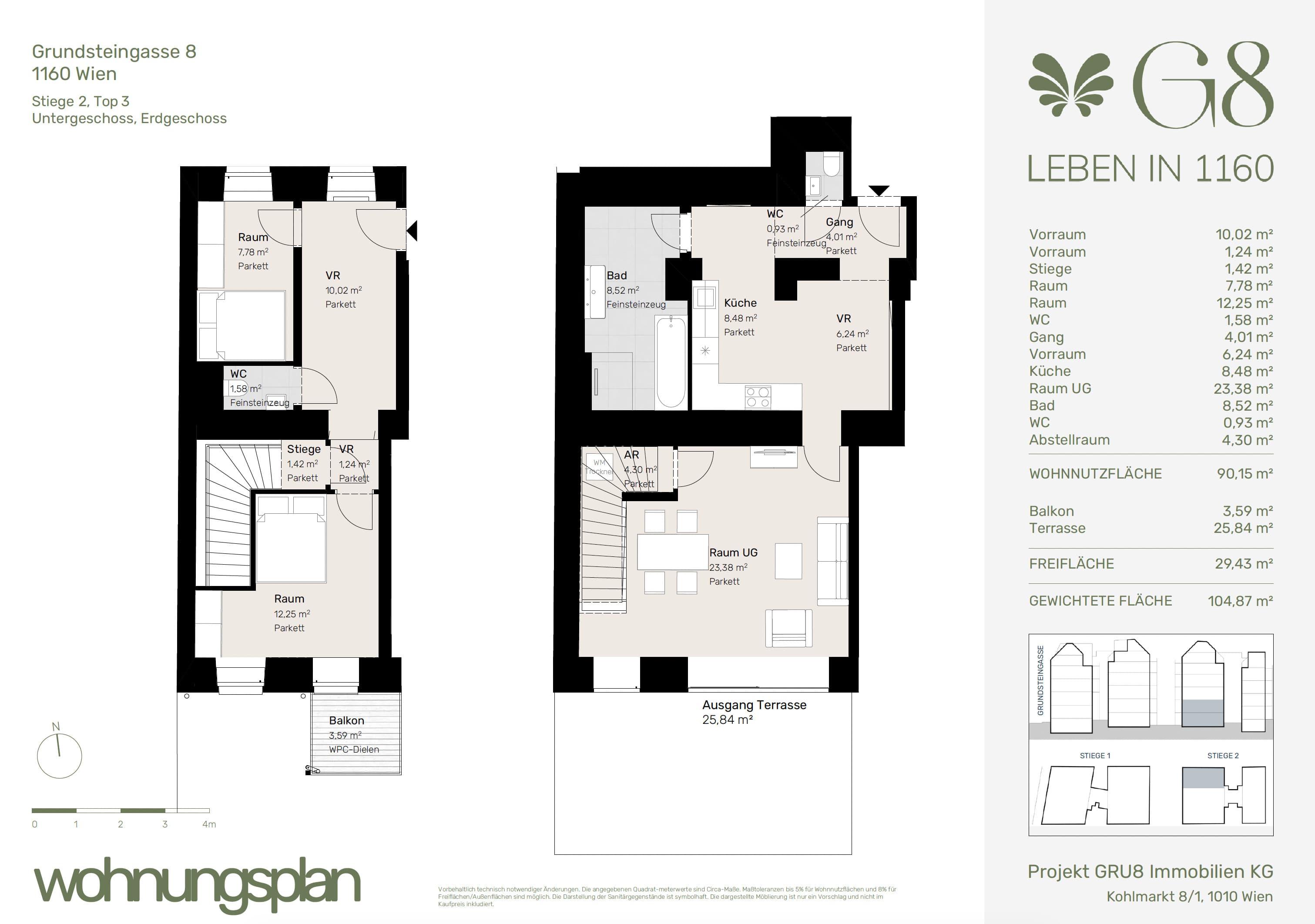 Grundriss Top 2/3 — G8 Living — 3 Zimmer — 90,2 m² — EG
