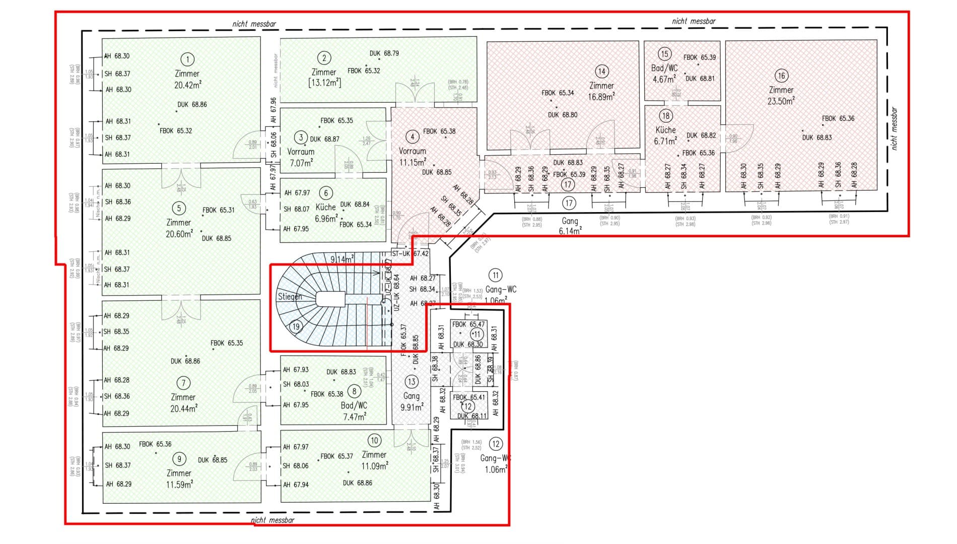 Grundriss Top 6-11 — Gablenzgasse 34 — 6 Zimmer — 196 m² — 1. OG — Grundriss 1/3