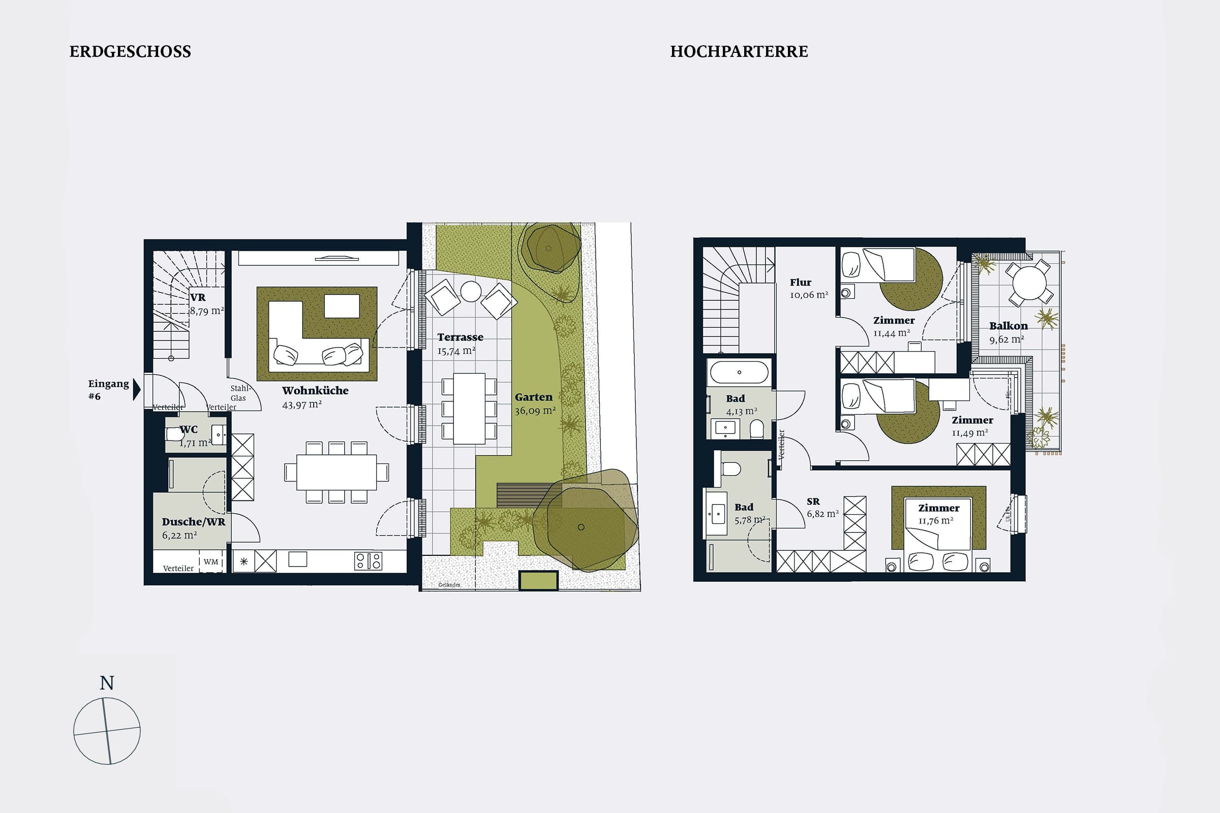 Grundriss Top 06 — Liv im Geblerhof — 4 Zimmer — 122,2 m² — EG — Grundriss 2/2
