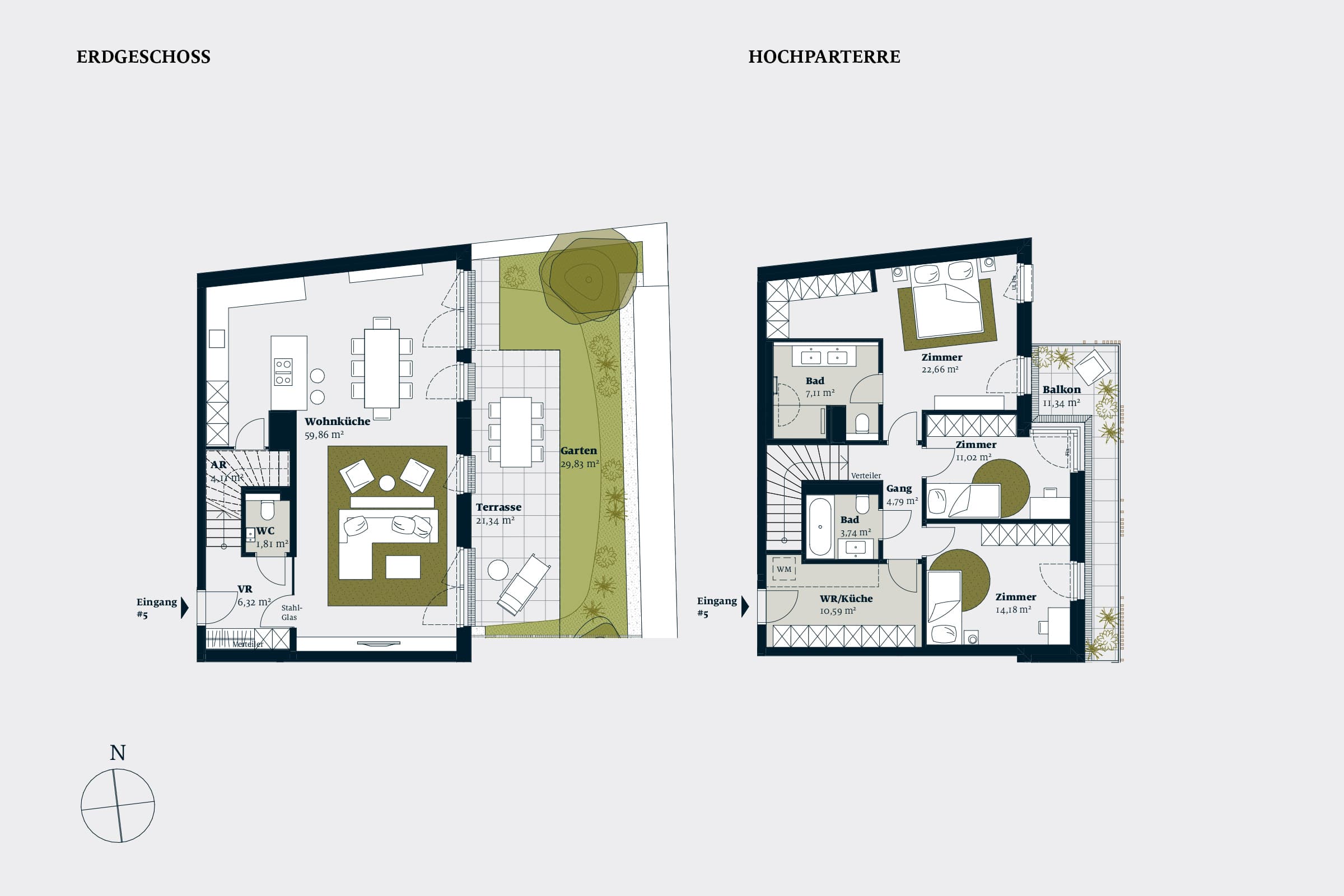 Grundriss Top 05 — Liv im Geblerhof — 4 Zimmer — 146,2 m² — EG — Grundriss 2/2