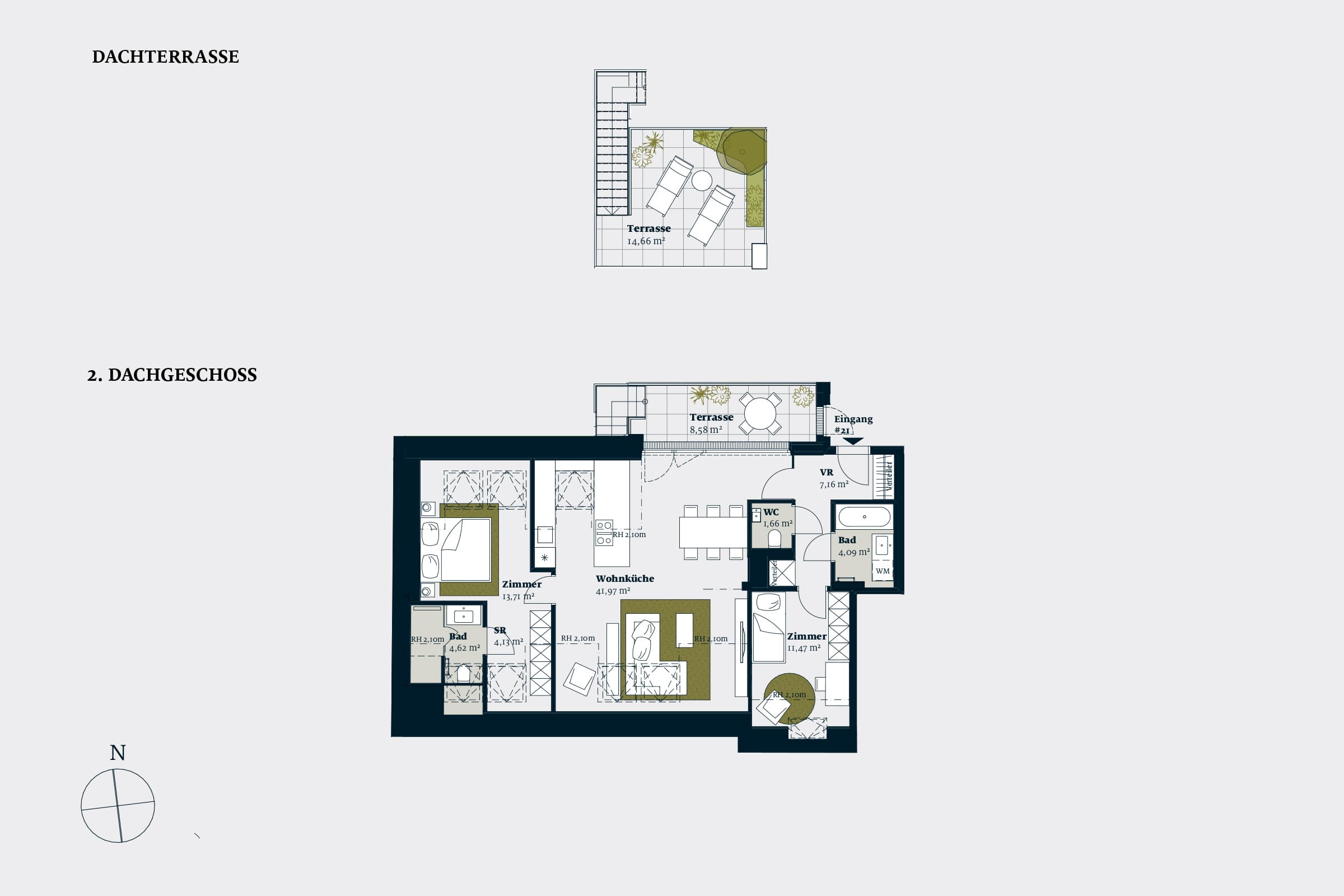 Grundriss Top 21 — Liv im Geblerhof — 3 Zimmer — 88,8 m² — DG2 — Grundriss 2/2