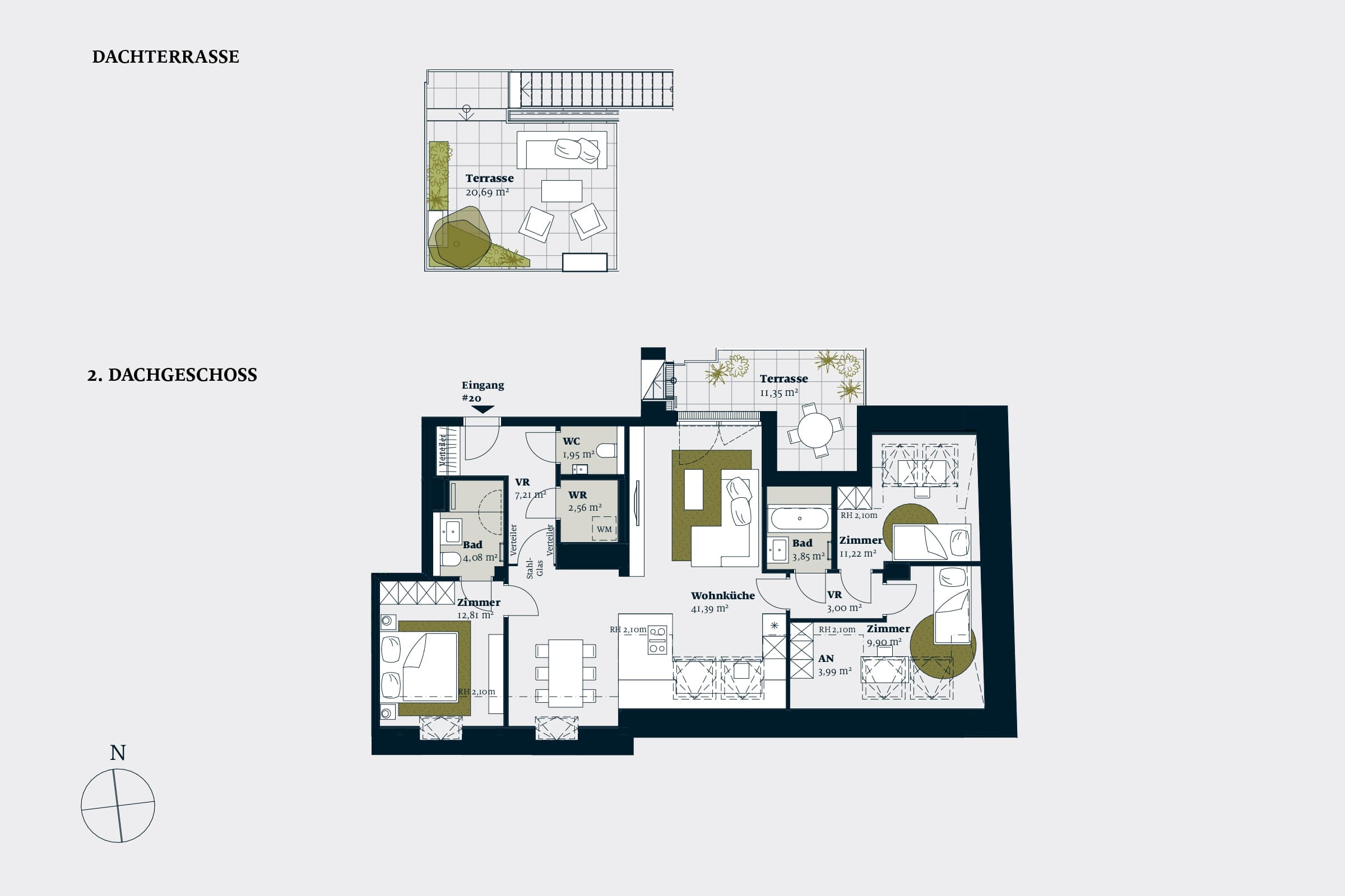 Grundriss Top 20 — Liv im Geblerhof — 4 Zimmer — 102 m² — DG2 — Grundriss 2/2
