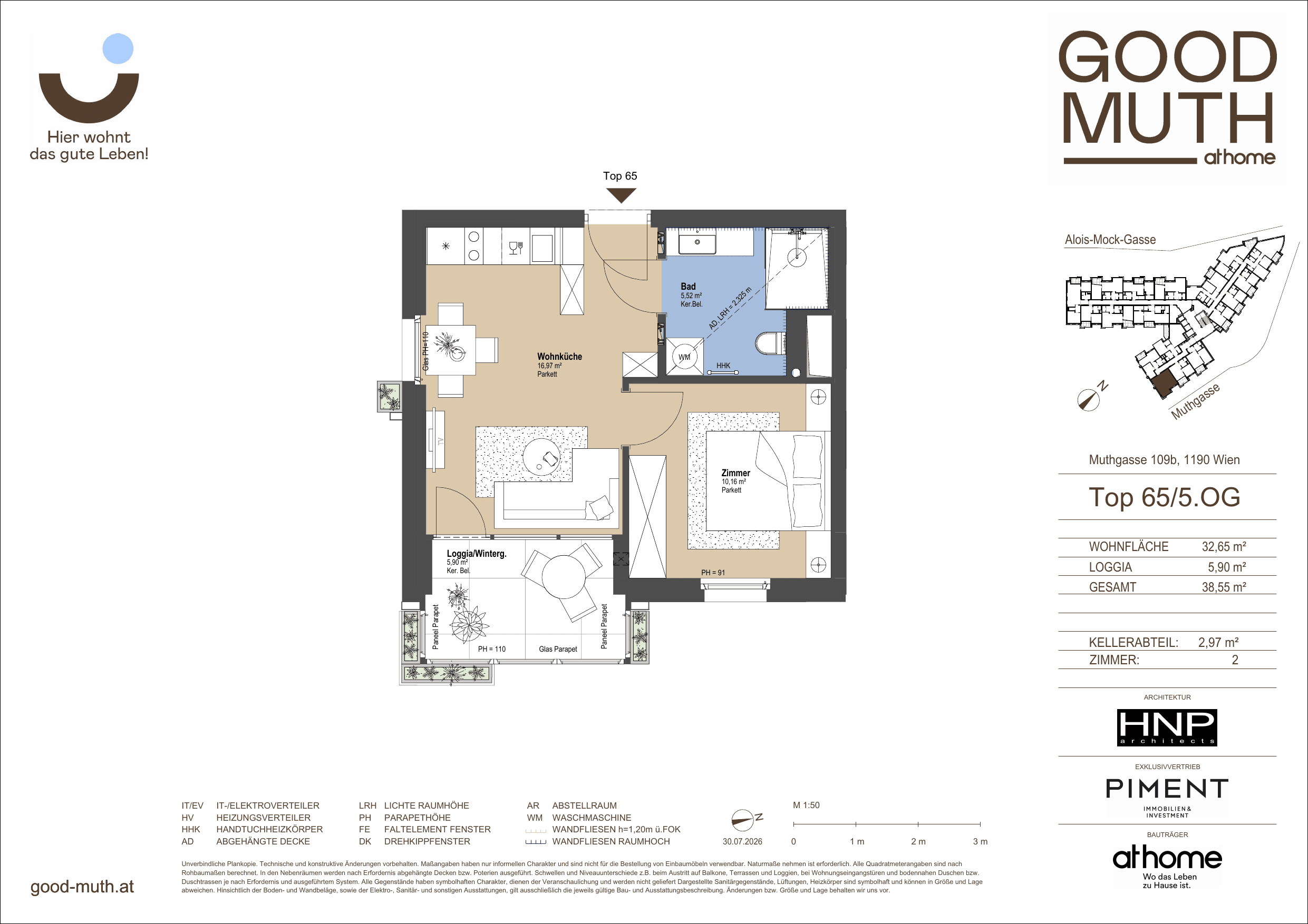 Grundriss Top 15586528 — GOOD MUTH — 2 Zimmer — 32,7 m² — 5. OG