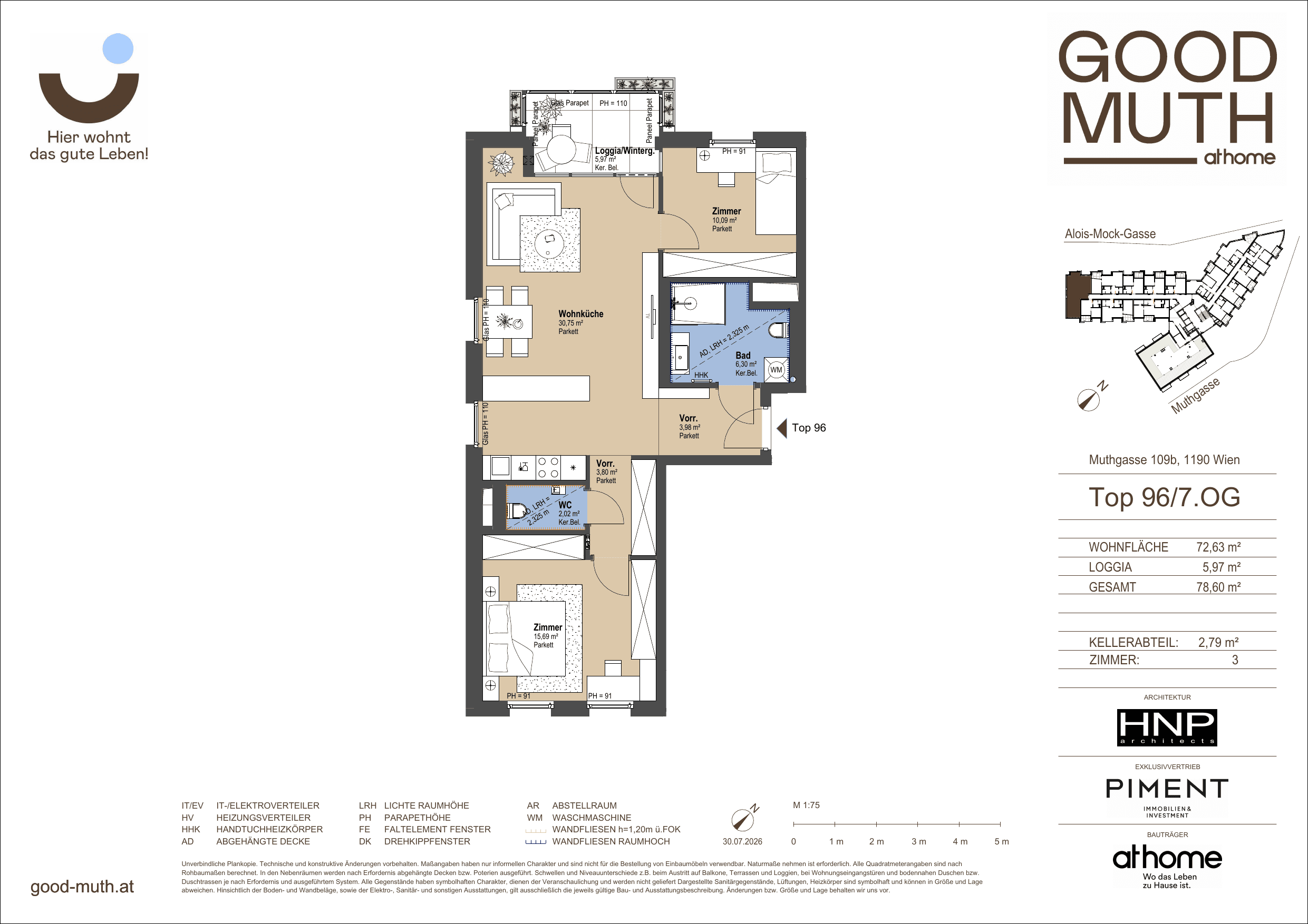 Grundriss Top 15586948 — GOOD MUTH — 3 Zimmer — 72,6 m² — 7. OG