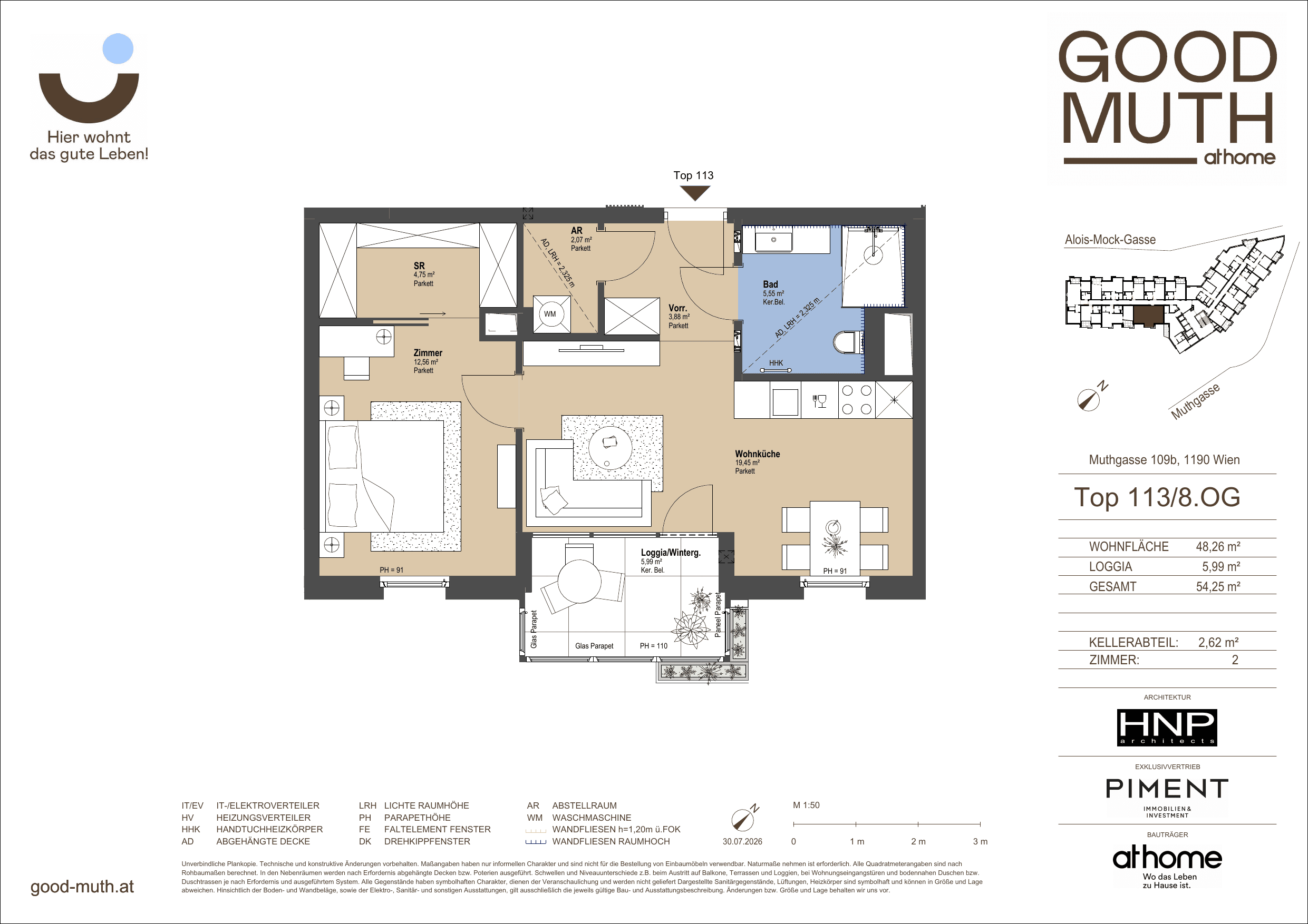 Grundriss Top 15587050 — GOOD MUTH — 2 Zimmer — 48,3 m² — 8. OG