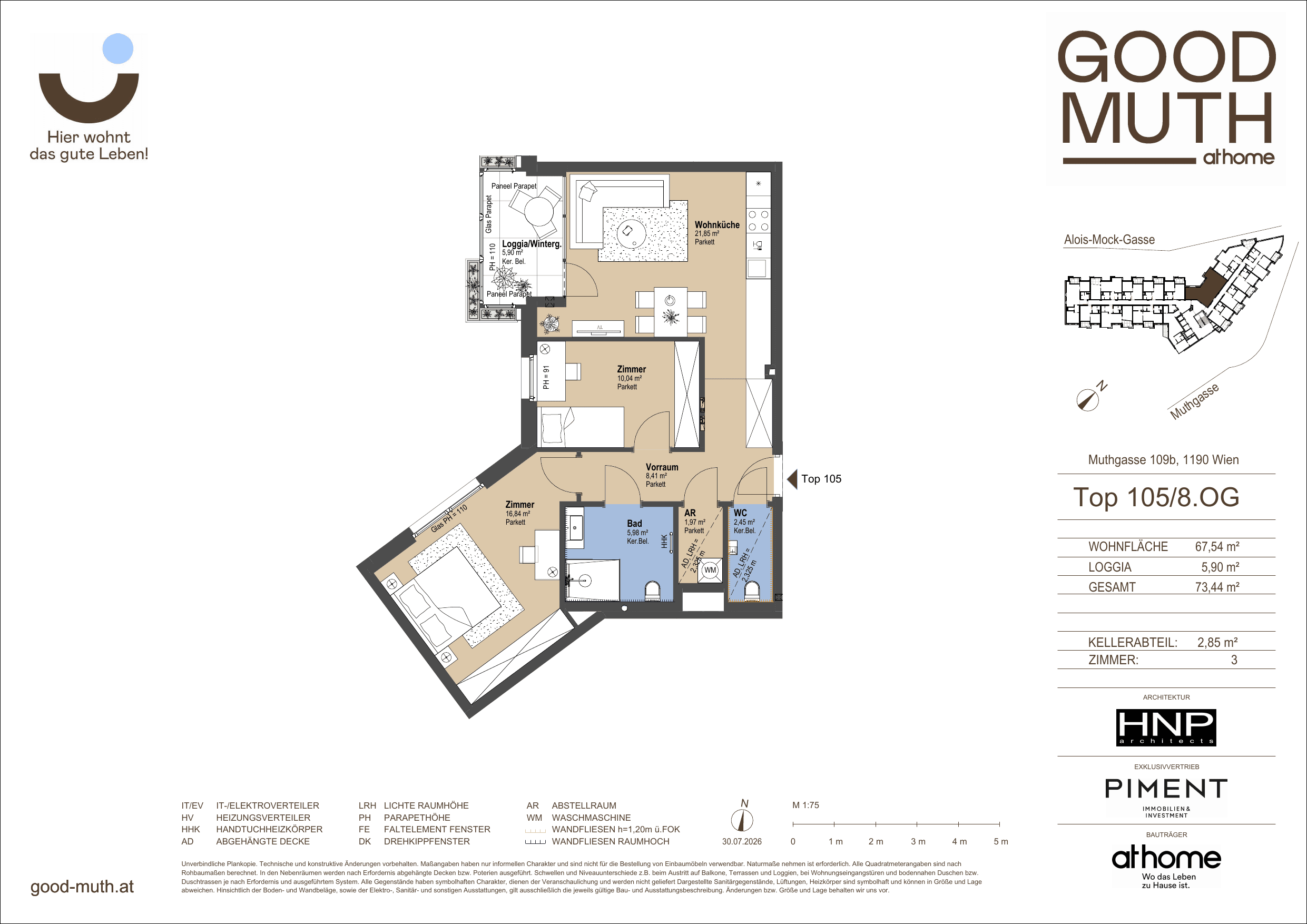 Grundriss Top 15587086 — GOOD MUTH — 3 Zimmer — 67,5 m² — 8. OG