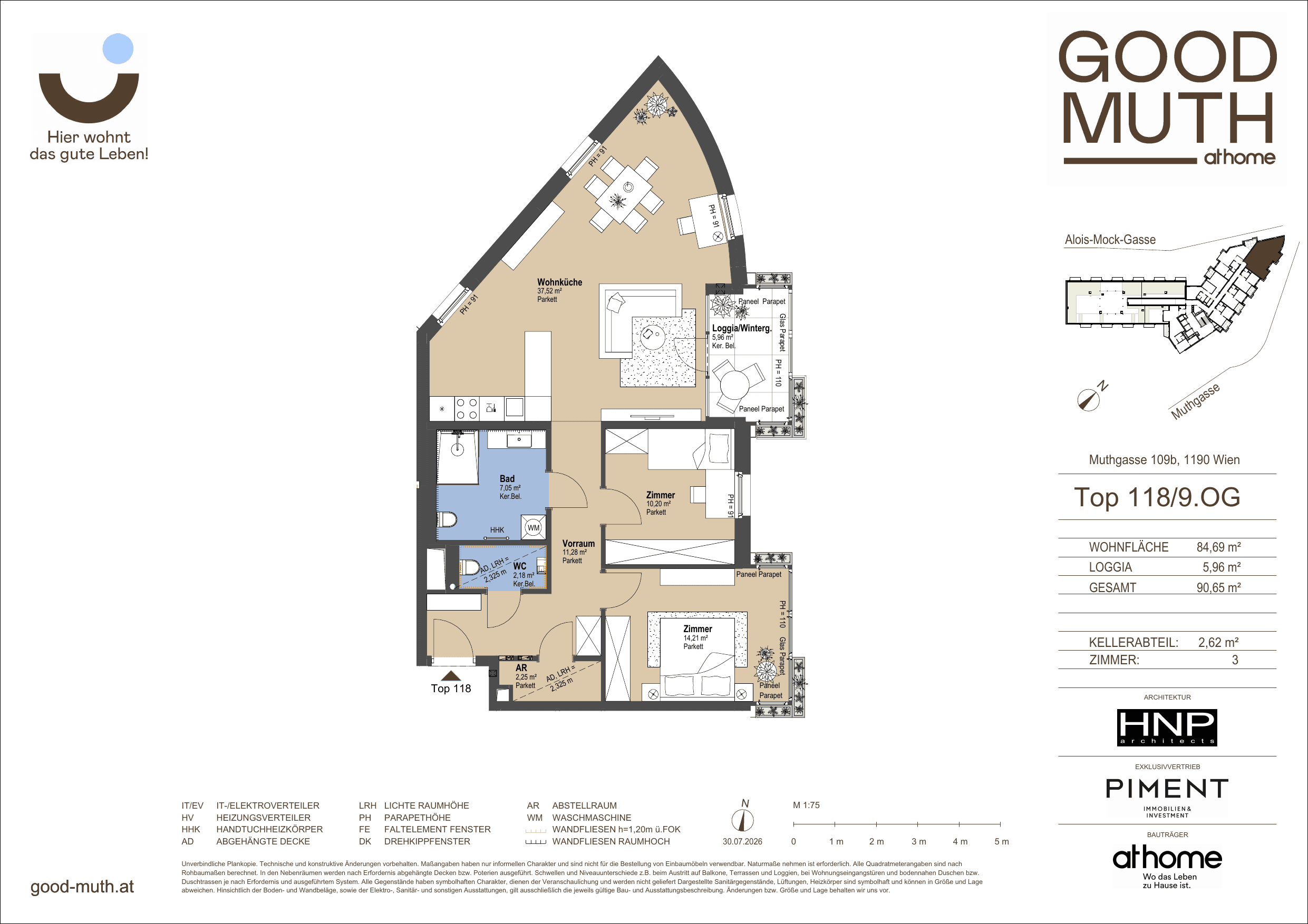 Grundriss Top 15587113 — GOOD MUTH — 3 Zimmer — 84,7 m² — 9. OG