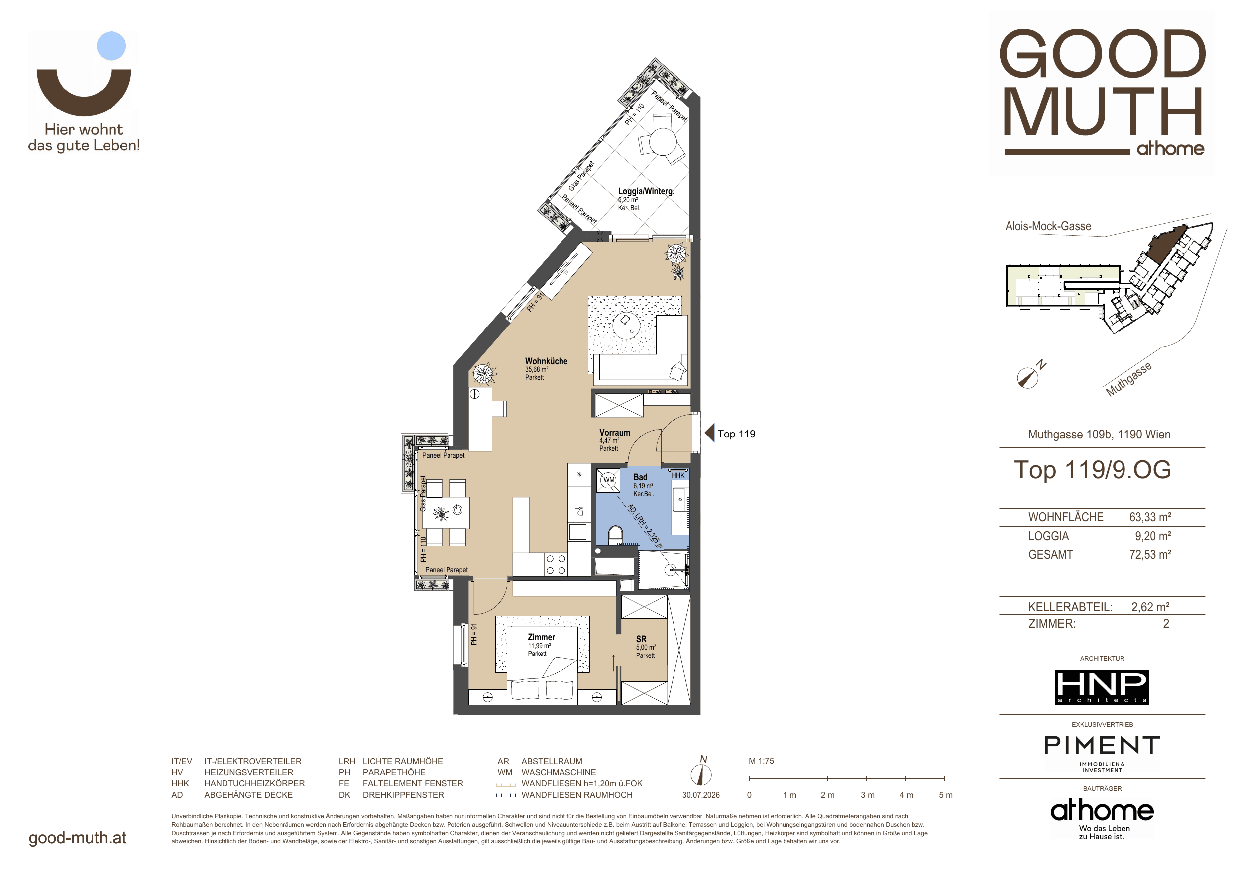 Grundriss Top 15587122 — GOOD MUTH — 2 Zimmer — 63,3 m² — 9. OG
