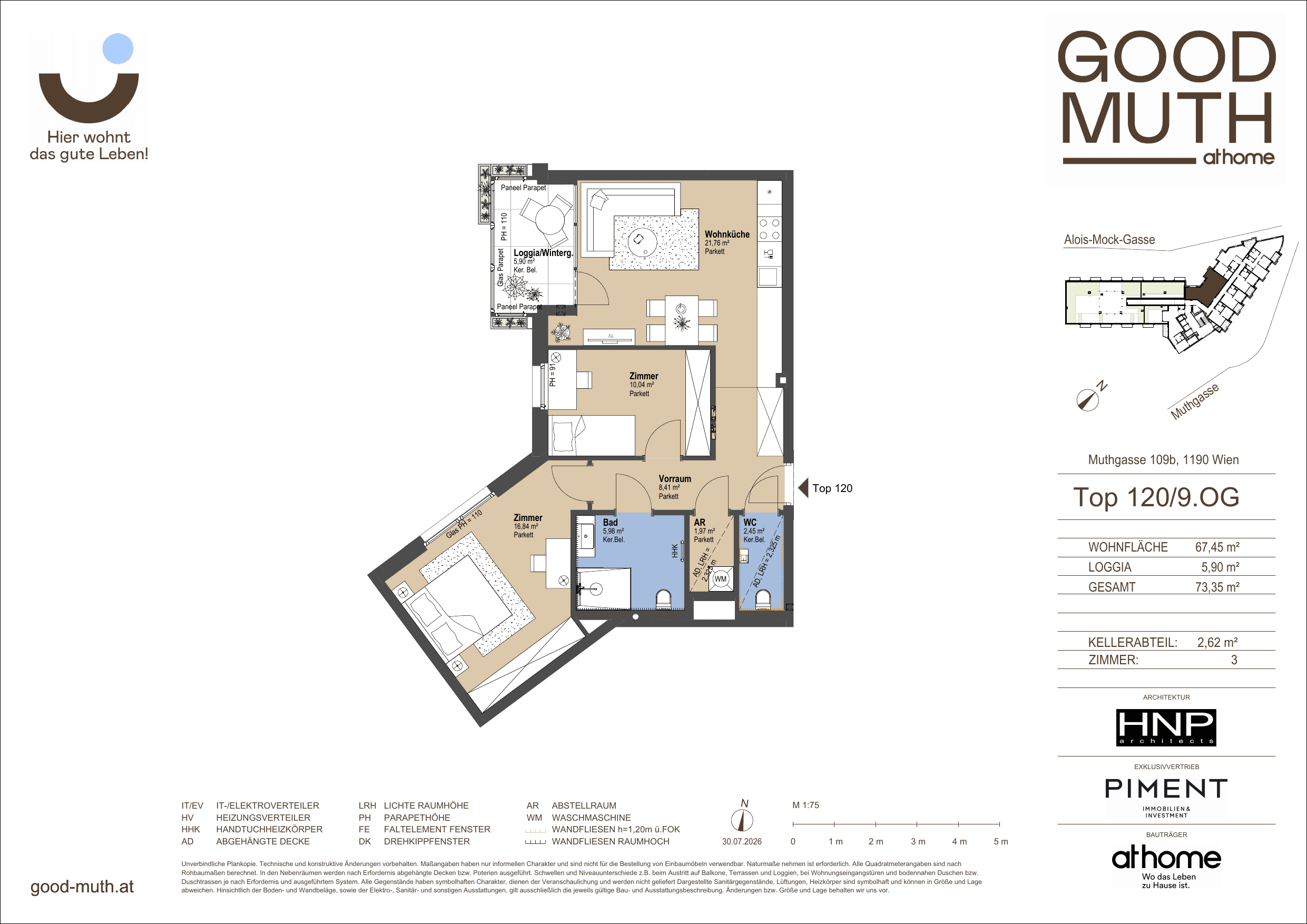 Grundriss Top 15587125 — GOOD MUTH — 3 Zimmer — 67,5 m² — 9. OG