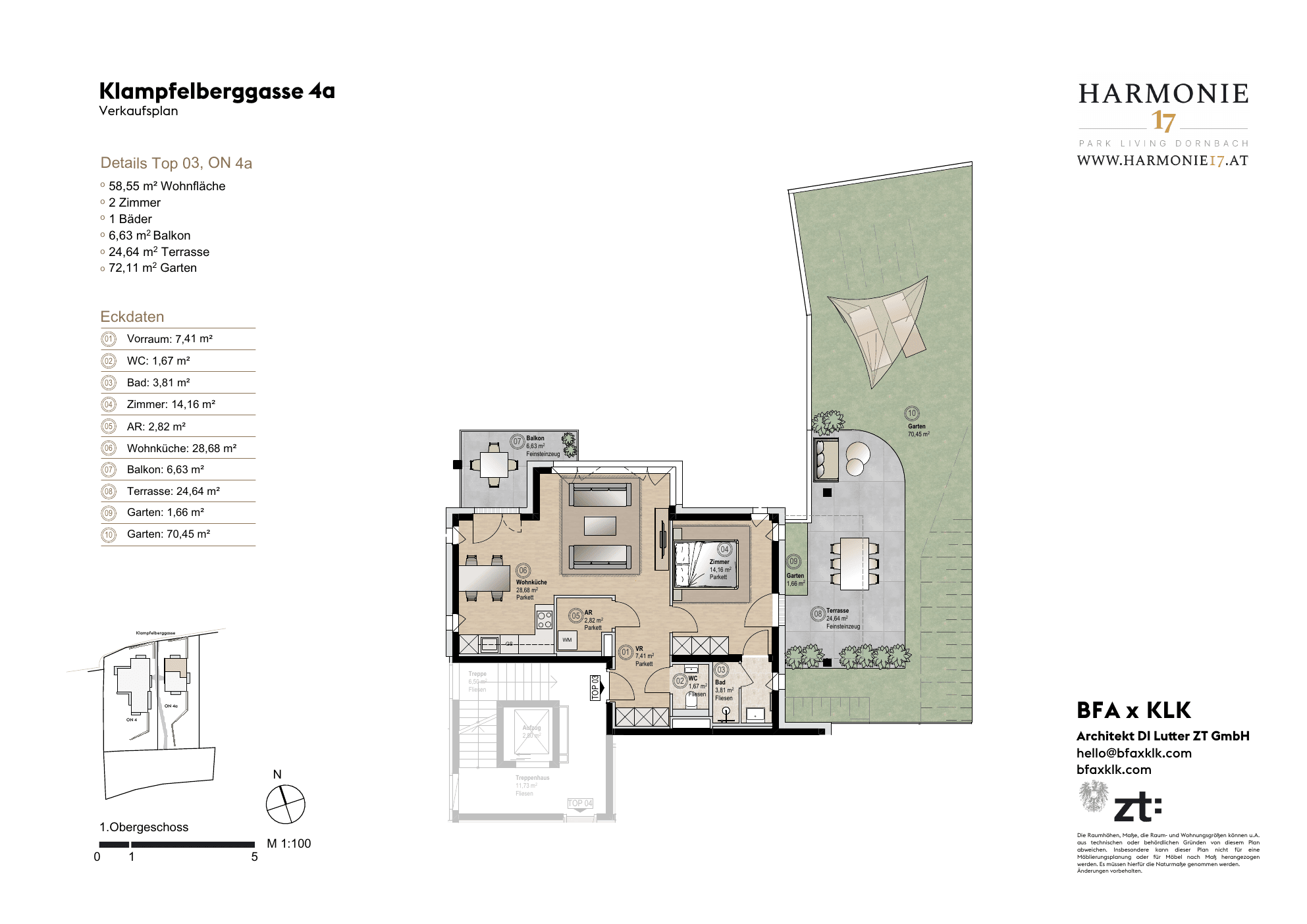 Floorplan Villa 4a Top 3 — Harmonie 17 — 2 Rooms — 58.6 m² — OG1