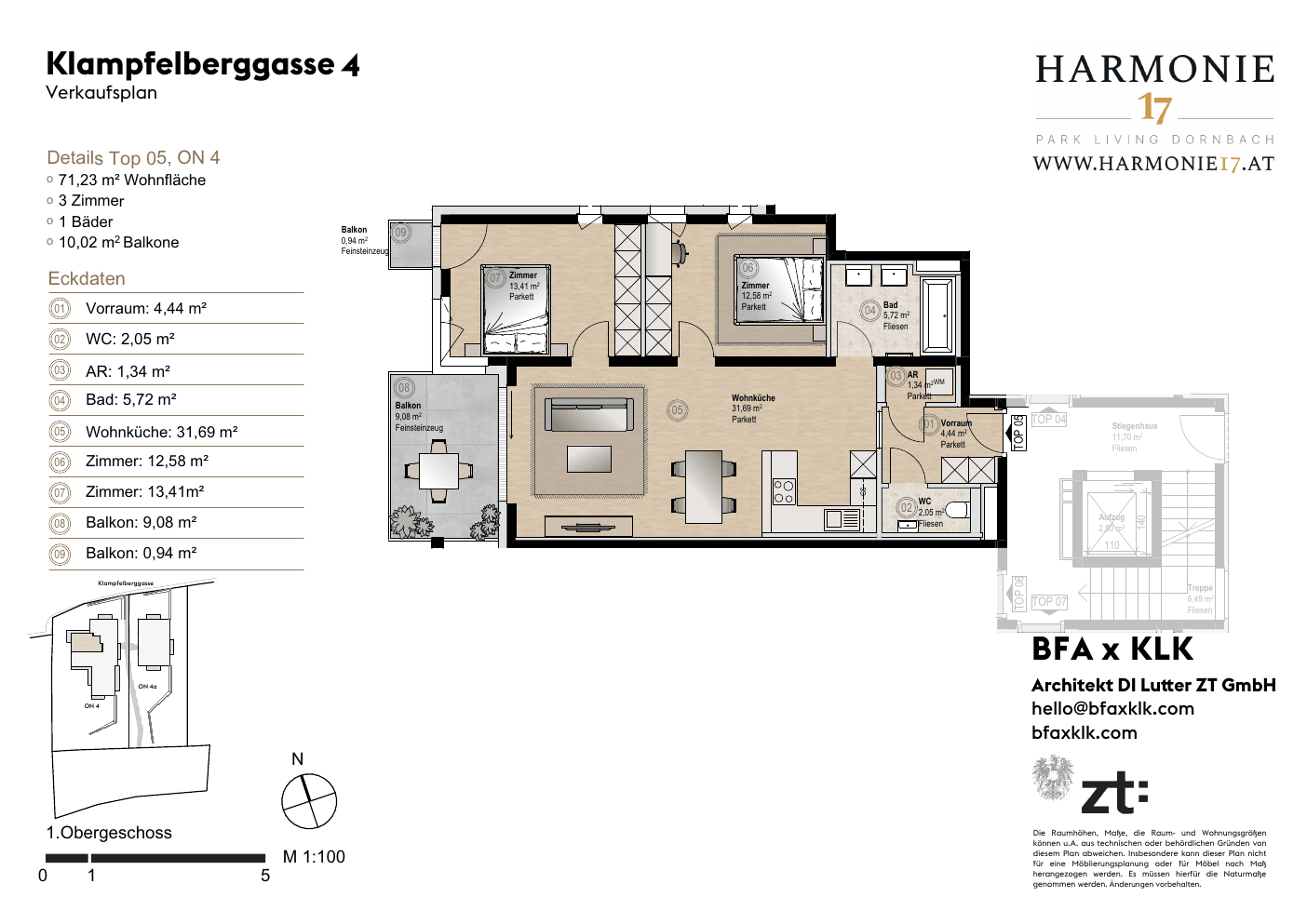 Floorplan Villa 4 Top 5 — Harmonie 17 — 3 Rooms — 71.2 m² — OG
