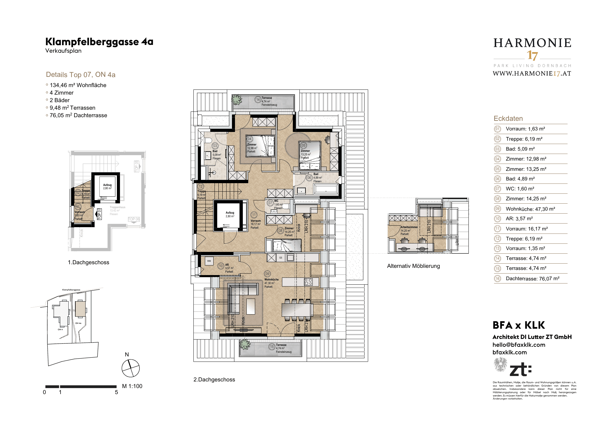 Floorplan Villa 4a Top 7 — Harmonie 17 — 4 Rooms — 134.5 m² — DG2 — Floorplan 1/2